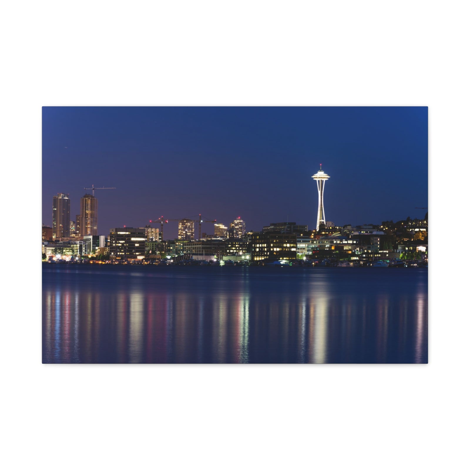 Seattle Night Skyline Canvas Artwork High-Quality Breathtaking Stunning Cityscape for Home Decor Ready to Hang-Express Your Love Gifts