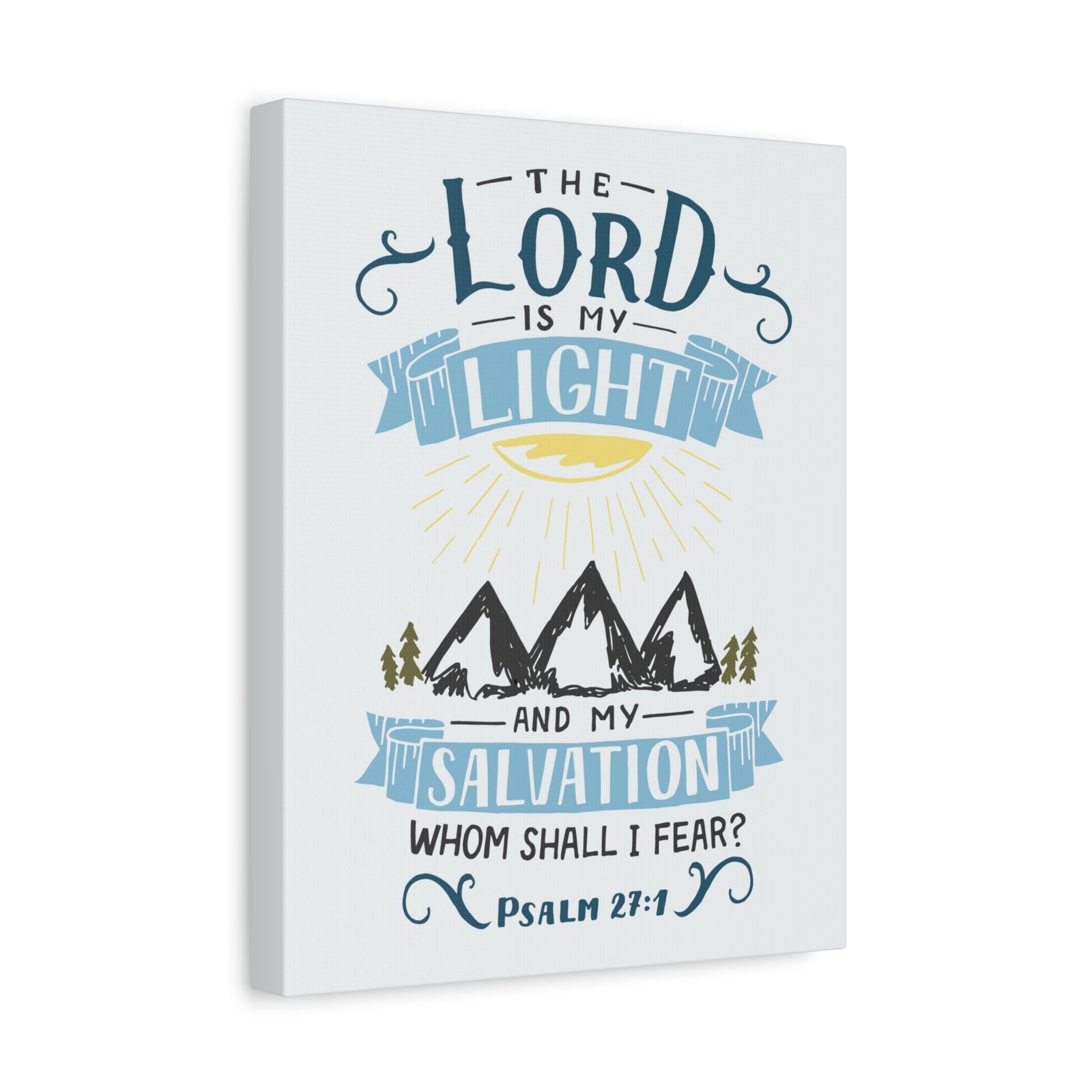 Scripture Canvas The Lord Is My Light Psalm 27:1 Christian Wall Art Bible Verse Print Ready to Hang-Express Your Love Gifts