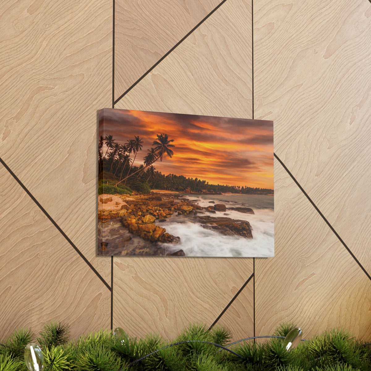 Sunset Beach With Coconut Palms Ocean Canvas Wall Art for Home Decor Ready-to-Hang-Express Your Love Gifts