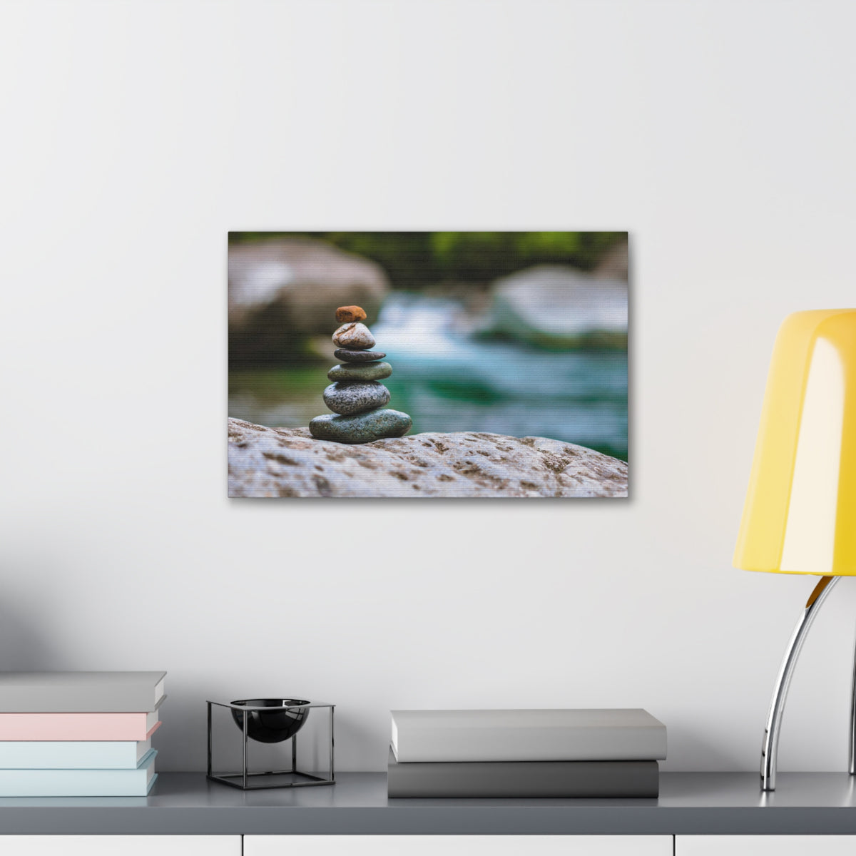 Rocks Stacked in Balance Forest Floral Nature Photography Canvas Wall Art for Home Decor Ready-to-Hang-Express Your Love Gifts