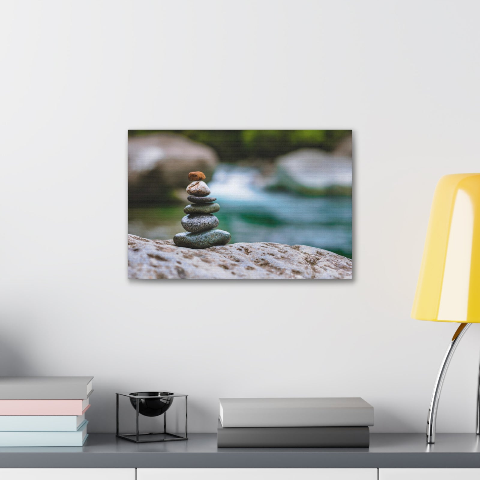 Rocks Stacked in Balance Forest Floral Nature Photography Canvas Wall Art for Home Decor Ready-to-Hang-Express Your Love Gifts
