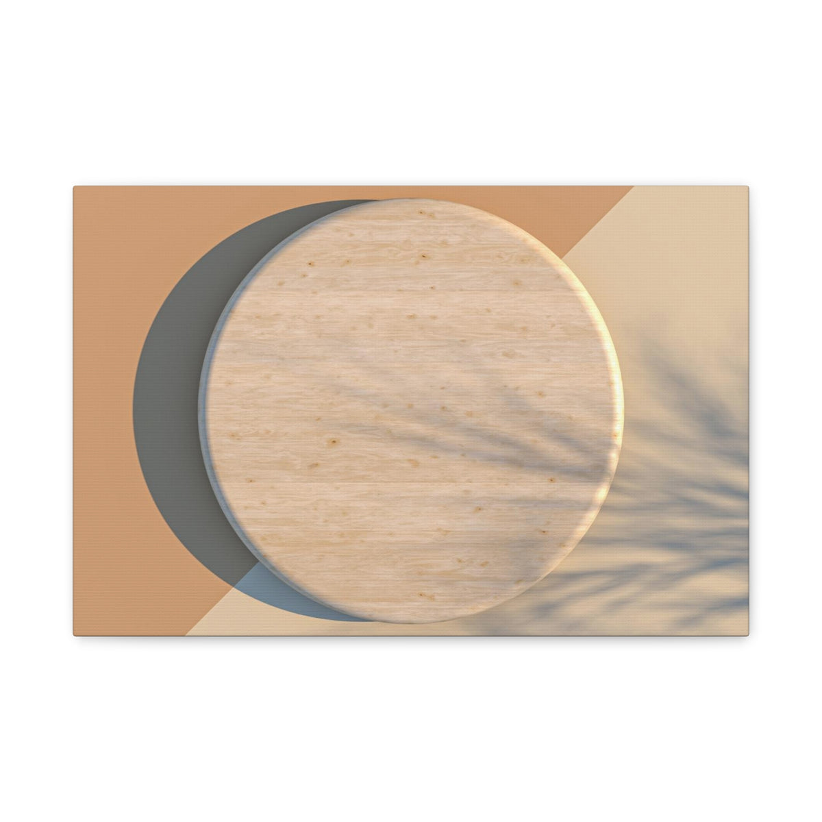 Round Wood Natural Element Canvas Wall Art for Home Decor Ready-to-Hang-Express Your Love Gifts
