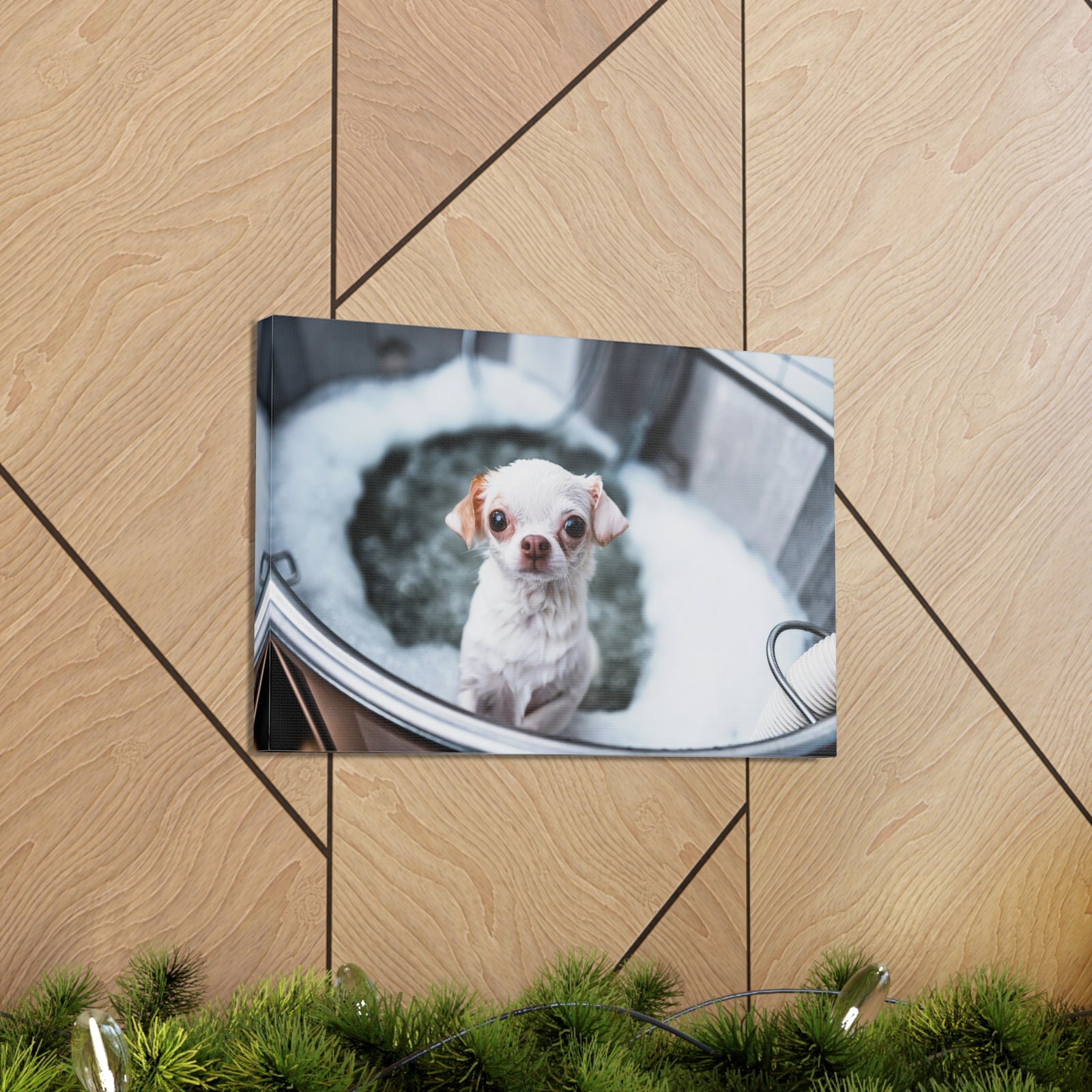 Cute Chihuahua Bathee Canvas Wall Art for Home Decor Ready-to-Hang-Express Your Love Gifts