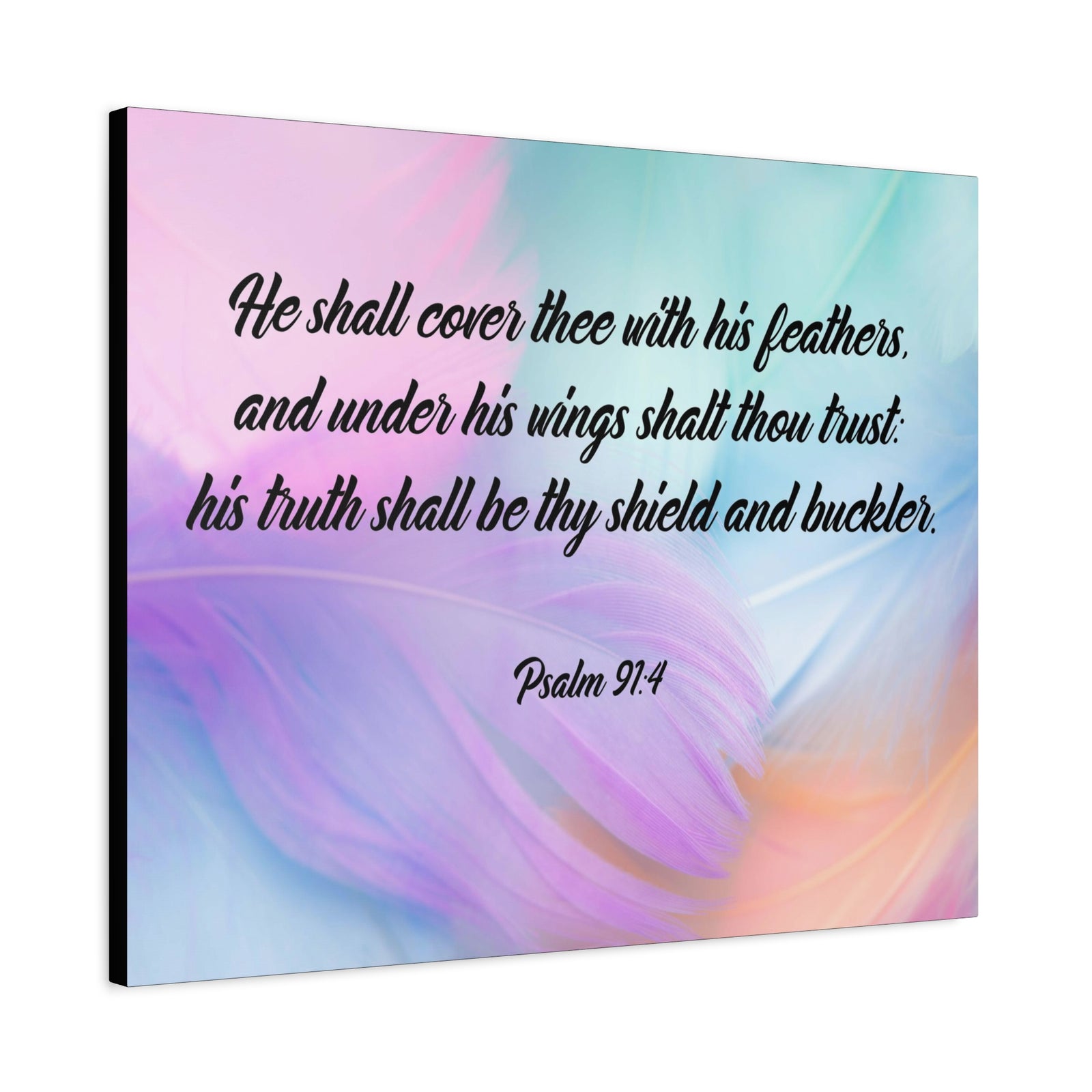 Scripture Canvas Under His Wings Psalm 91:4 Christian Wall Art Bible Verse Print Ready to Hang-Express Your Love Gifts