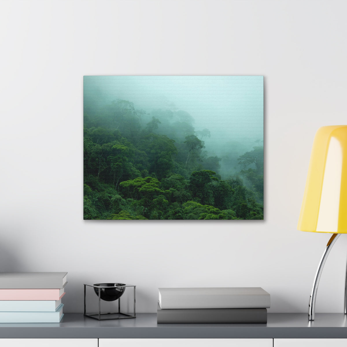 Dark Misty Forest Nature Wilderness Photography Canvas Wall Art for Home Decor Ready-to-Hang-Express Your Love Gifts