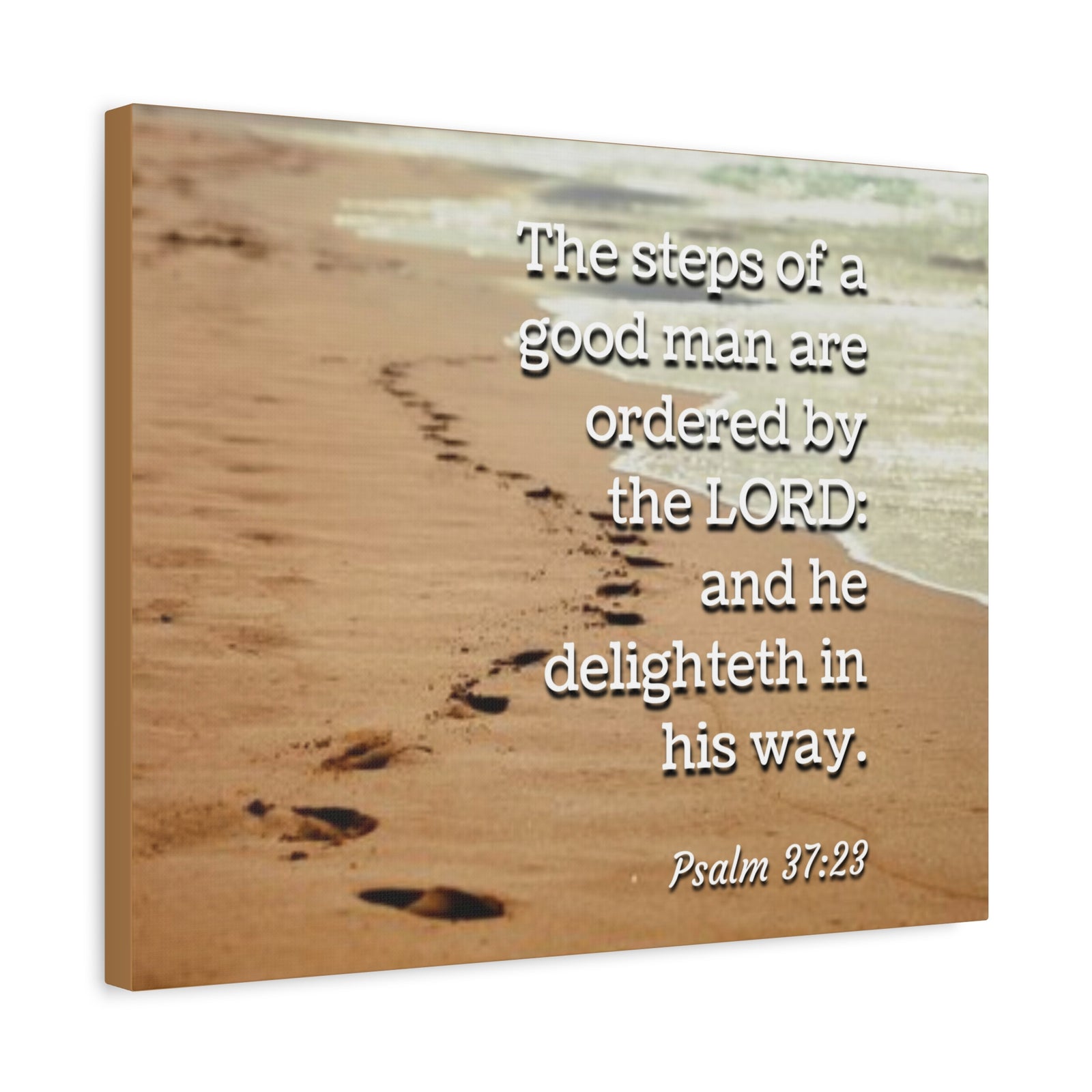 Scripture Canvas The Steps Psalm 37:23 Christian Wall Art Bible Verse Print Ready to Hang-Express Your Love Gifts