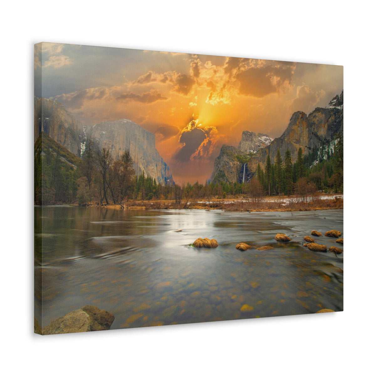 Golden Hour Over Mountain Nature Wilderness Photography Canvas Wall Art for Home Decor Ready-to-Hang-Express Your Love Gifts