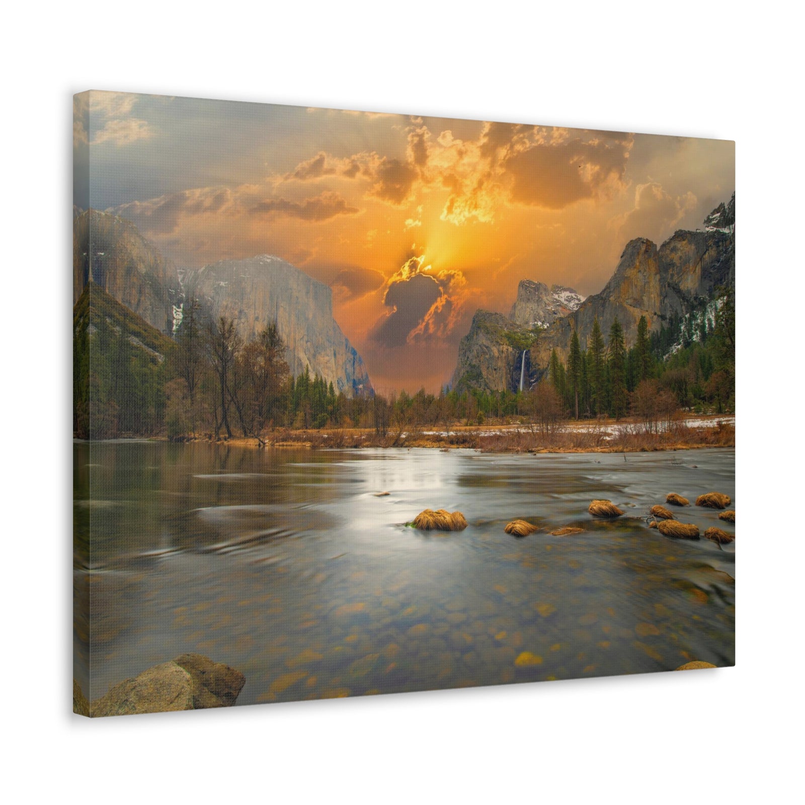 Golden Hour Over Mountain Nature Wilderness Photography Canvas Wall Art for Home Decor Ready-to-Hang-Express Your Love Gifts