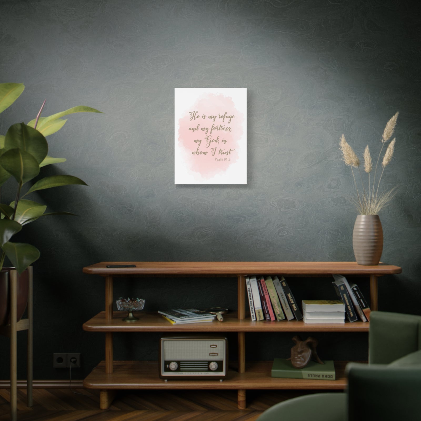 Scripture Canvas He Is My Refuge And My Fortress Psalm 91:2 Christian Wall Art Bible Verse Print Ready to Hang-Express Your Love Gifts