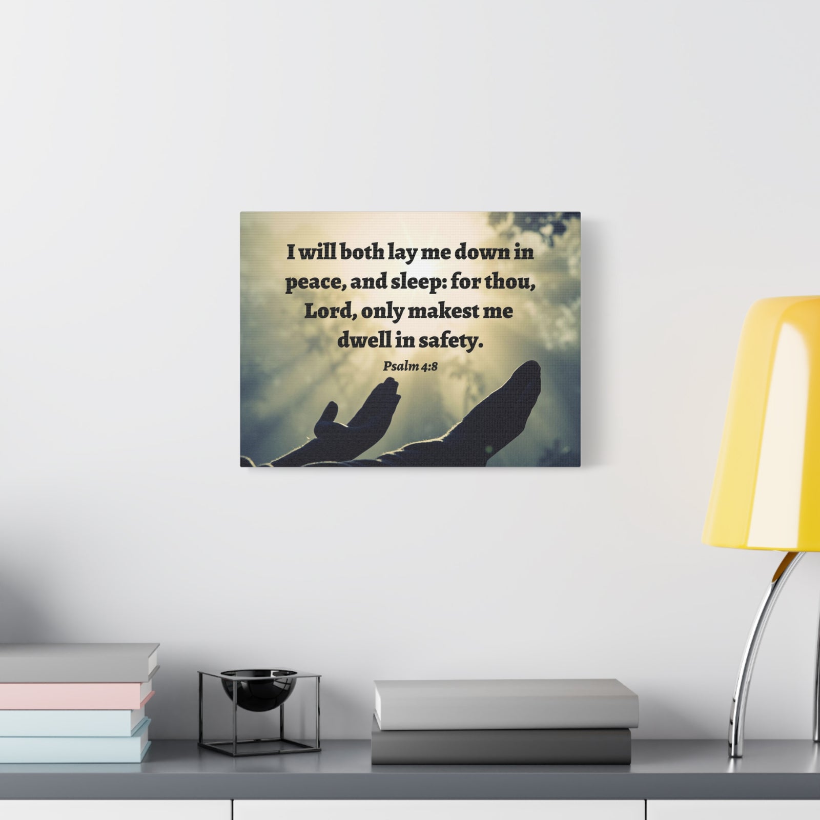 Scripture Walls Dwell In Safety Psalm 4:8 Bible Verse Canvas Christian Wall Art Ready to Hang-Express Your Love Gifts