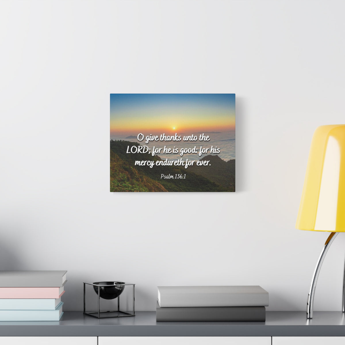 Scripture Canvas For His Mercy Psalm 136:1 Christian Wall Art Bible Verse Print Ready to Hang-Express Your Love Gifts