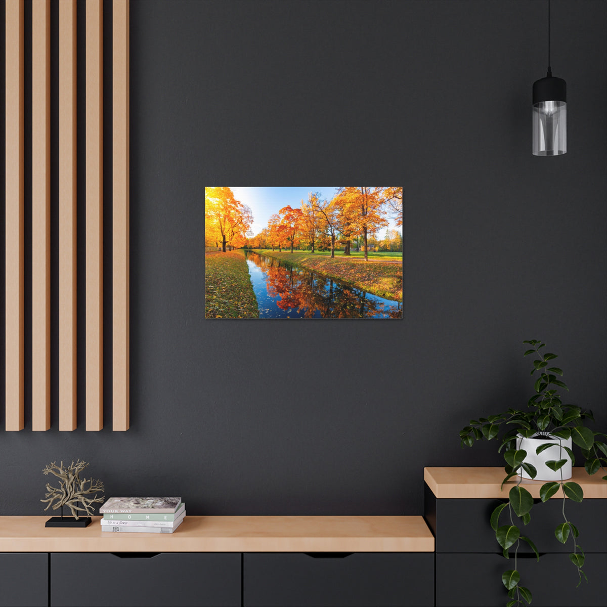 Obvodny Canal in Autumn Forest Floral Nature Photography Canvas Wall Art for Home Decor Ready-to-Hang-Express Your Love Gifts