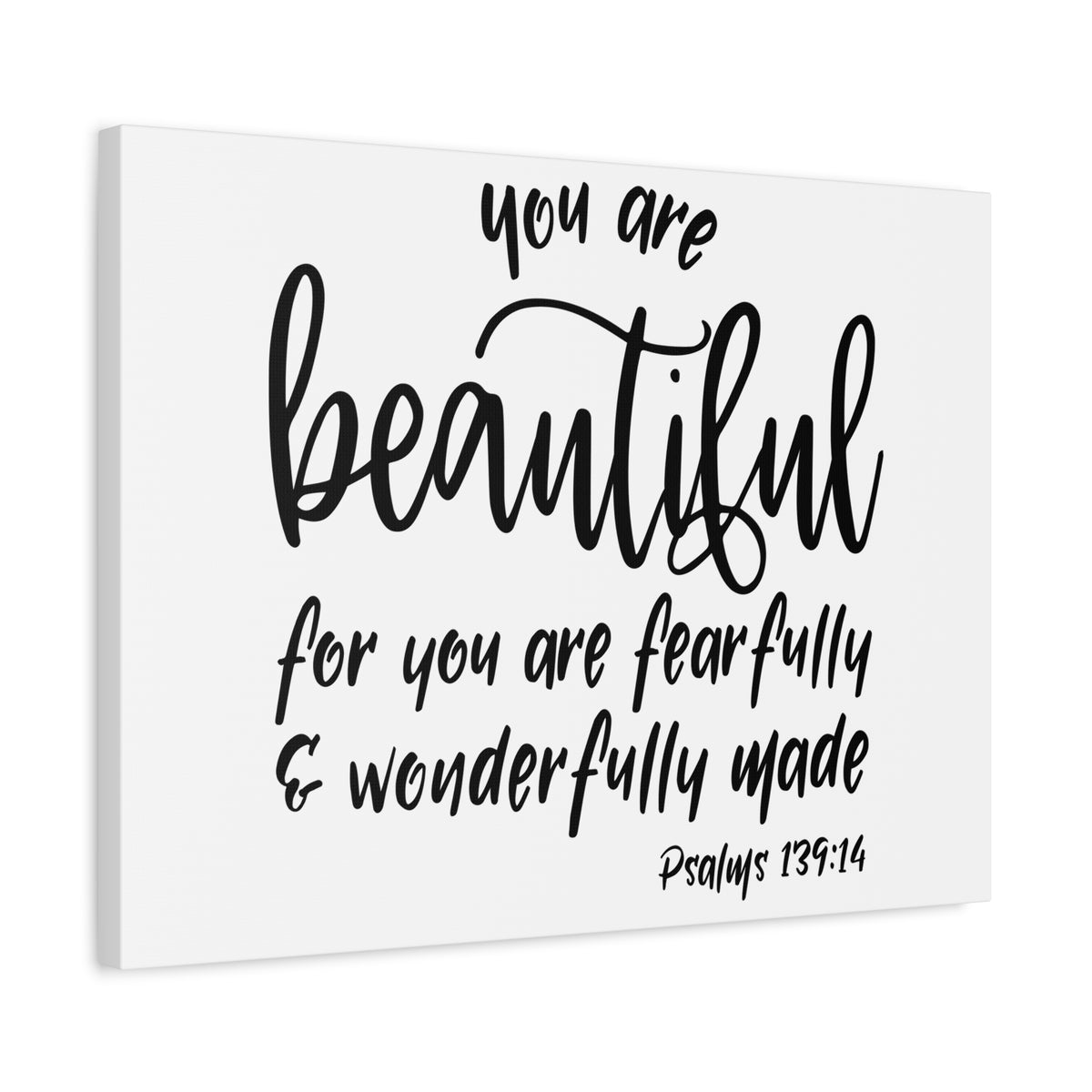 Scripture Canvas You Are Beautiful Psalm 139:14 Christian Wall Art Bible Verse Print Ready to Hang-Express Your Love Gifts