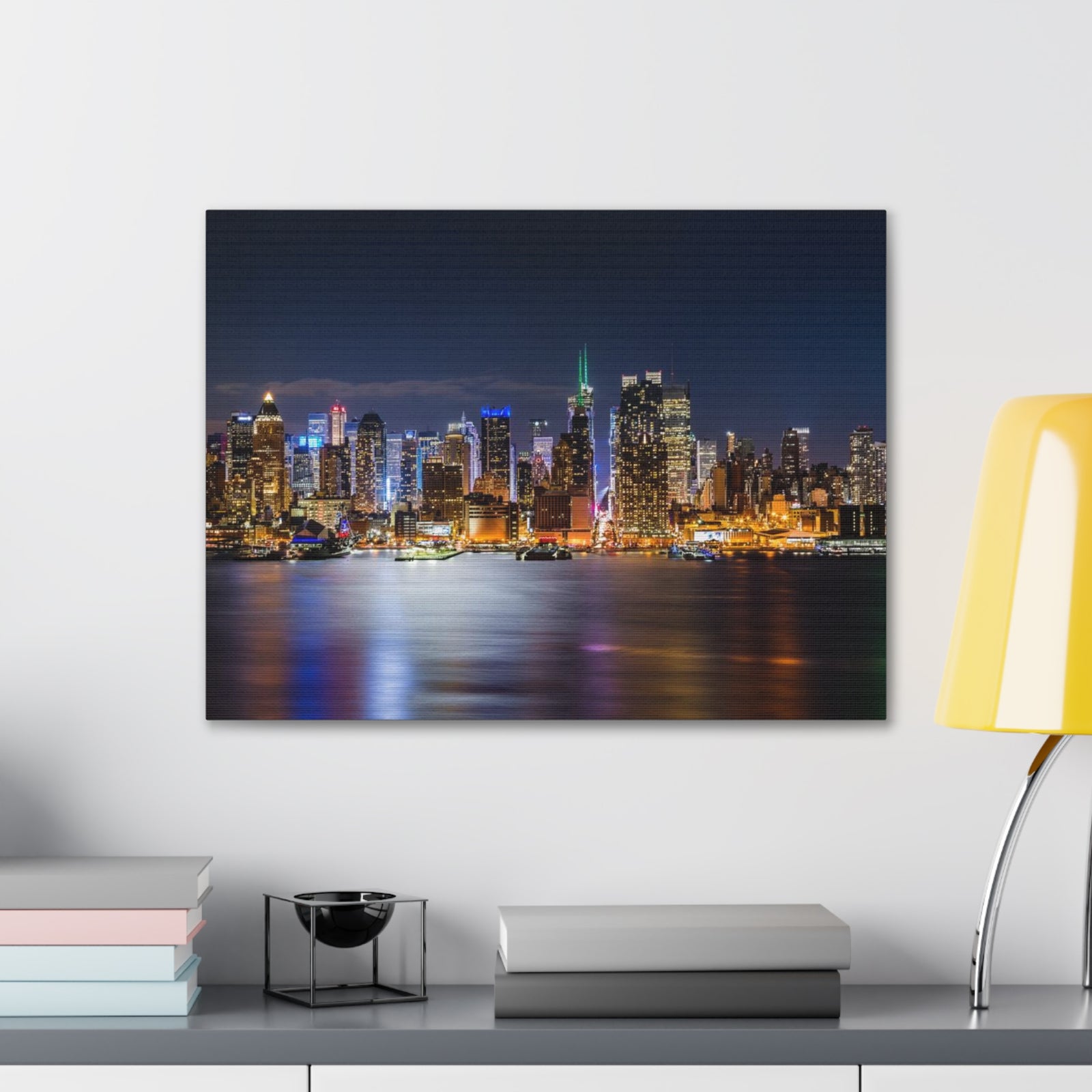 New York Night Skyline Canvas Artwork High-Quality Breathtaking Stunning Cityscape for Home Decor Ready to Hang-Express Your Love Gifts