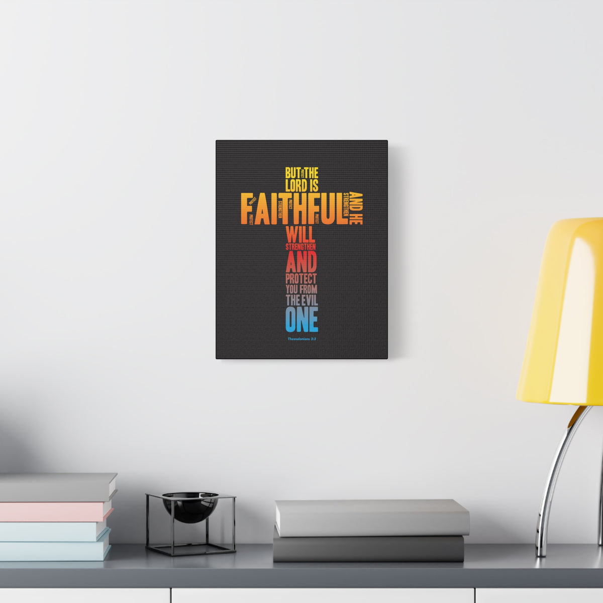 Scripture Canvas Protect You From Evil Thessalonian 3:3 Christian Wall Art Bible Verse Print Ready to Hang-Express Your Love Gifts