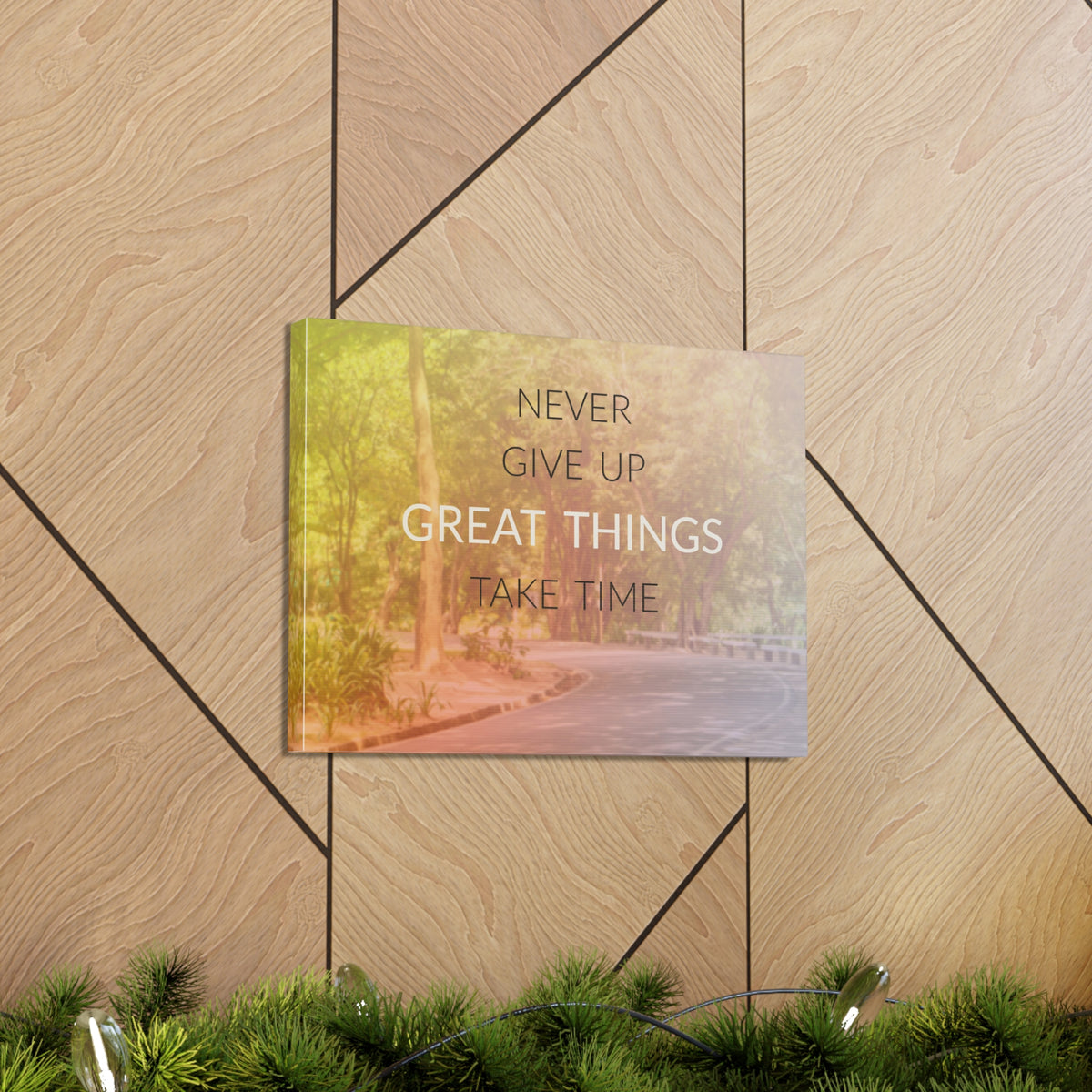 Inspirational Quote Canvas Never Give Up Motivational Print Ready to Hang Artwork-Express Your Love Gifts