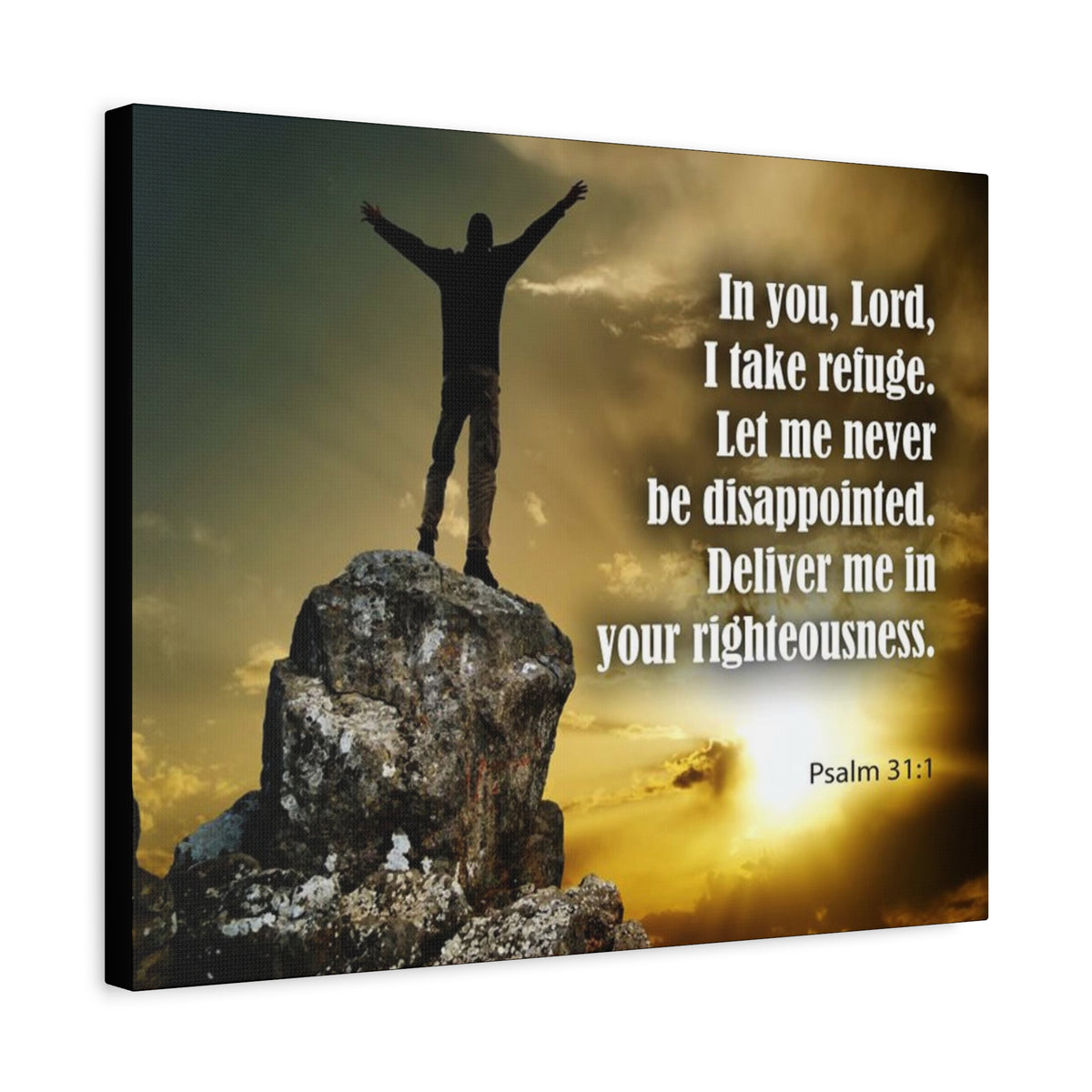 Scripture Canvas Never Be Disappointed Psalm 31:1 Christian Wall Art Bible Verse Print Ready to Hang-Express Your Love Gifts