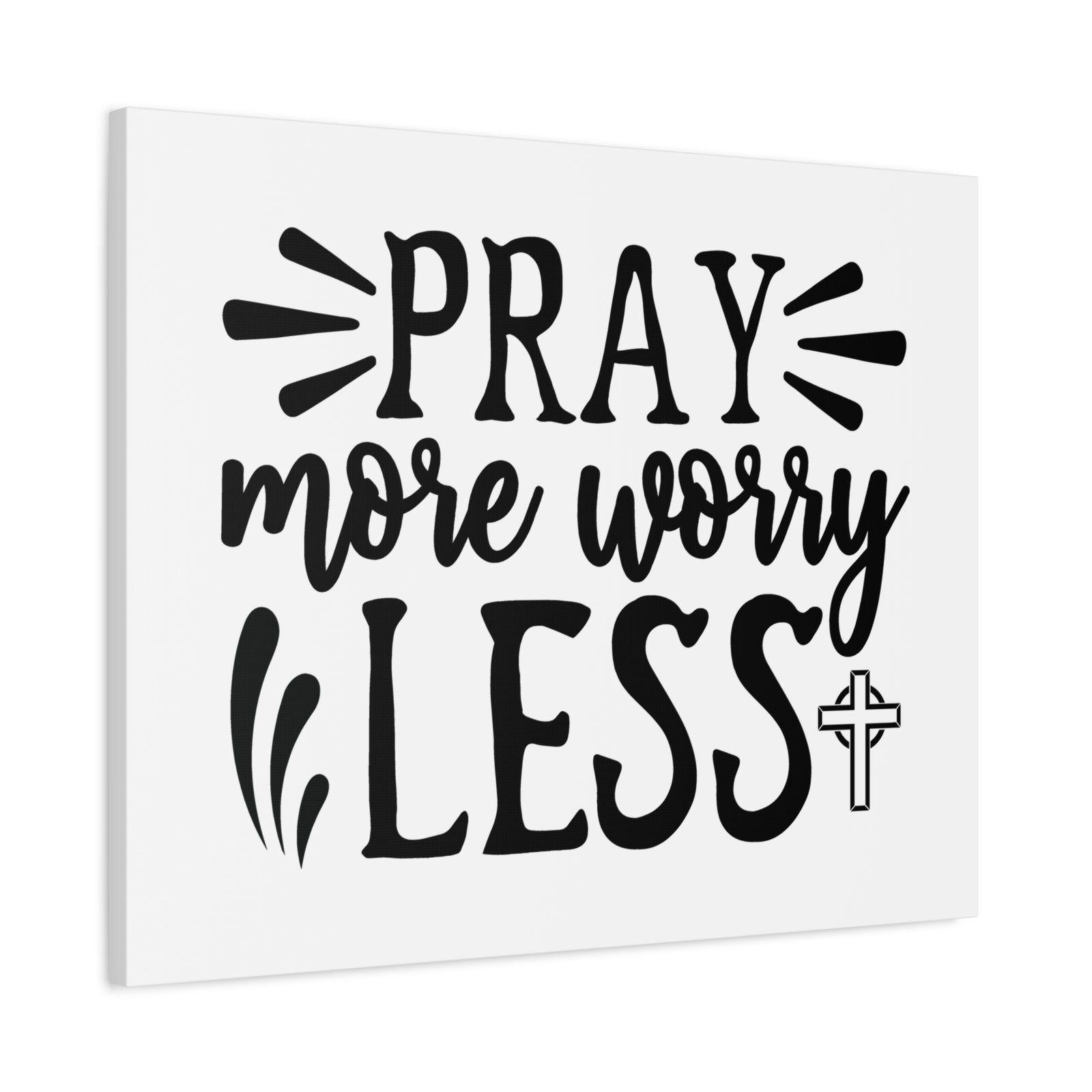 Scripture Walls Pray More Worry Less Psalm 34:4 Christian Wall Art Print Ready to Hang-Express Your Love Gifts