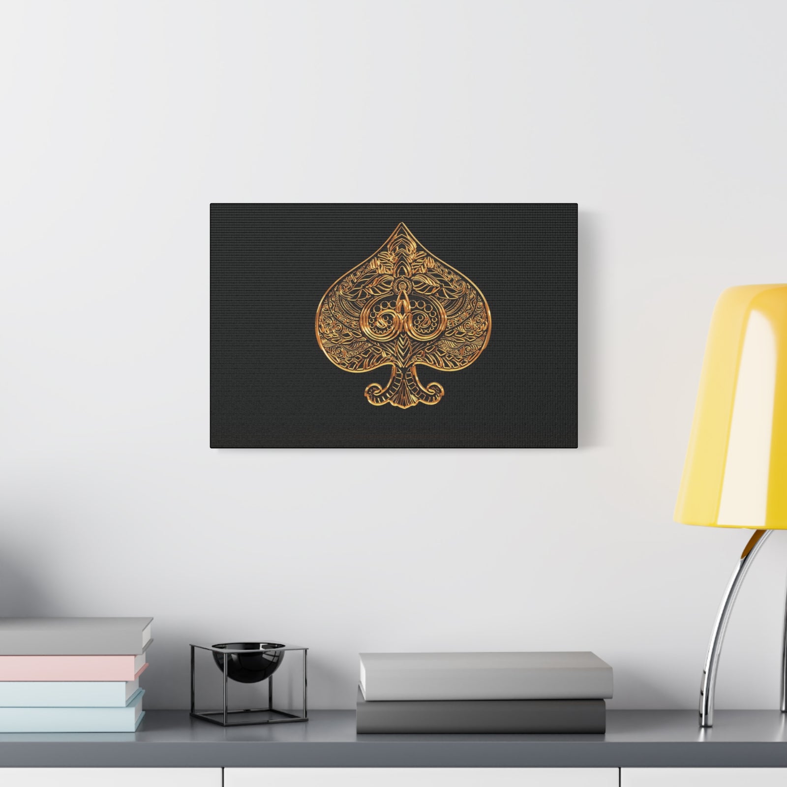 3D Gold Spades Playing Card Canvas Wall Art for Home Decor Ready-to-Hang-Express Your Love Gifts