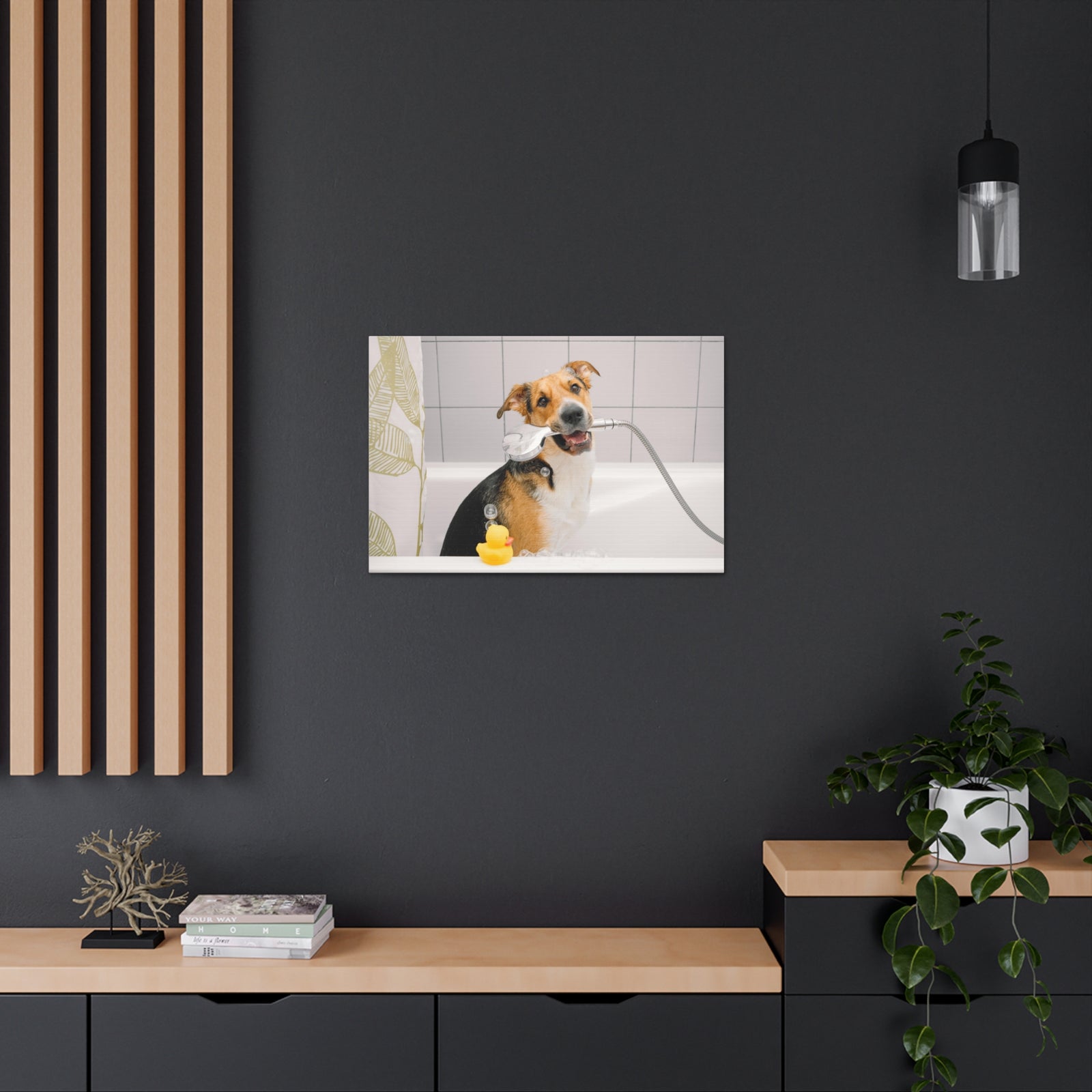 Cute Mongrel Bath Canvas Wall Art for Home Decor Ready-to-Hang-Express Your Love Gifts