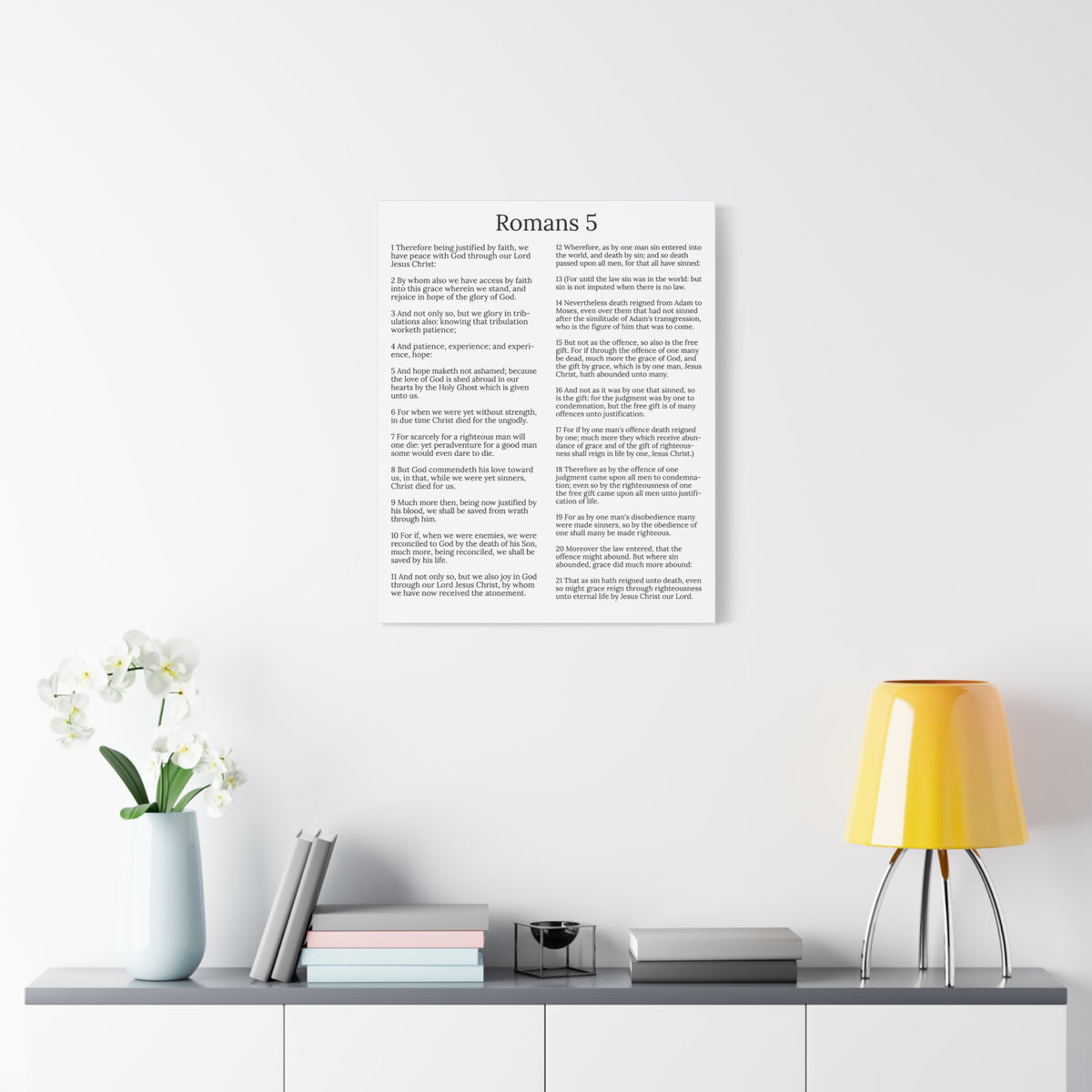 Scripture Walls Justification Romans 5 White Chapter Christian Wall Art Print Ready to Hang Unframed-Express Your Love Gifts