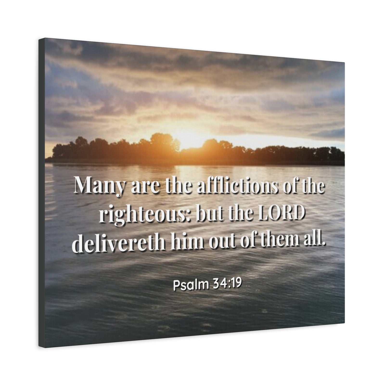 Scripture Canvas The Afflictions Psalm 34:19 Christian Wall Art Bible Verse Print Ready to Hang-Express Your Love Gifts