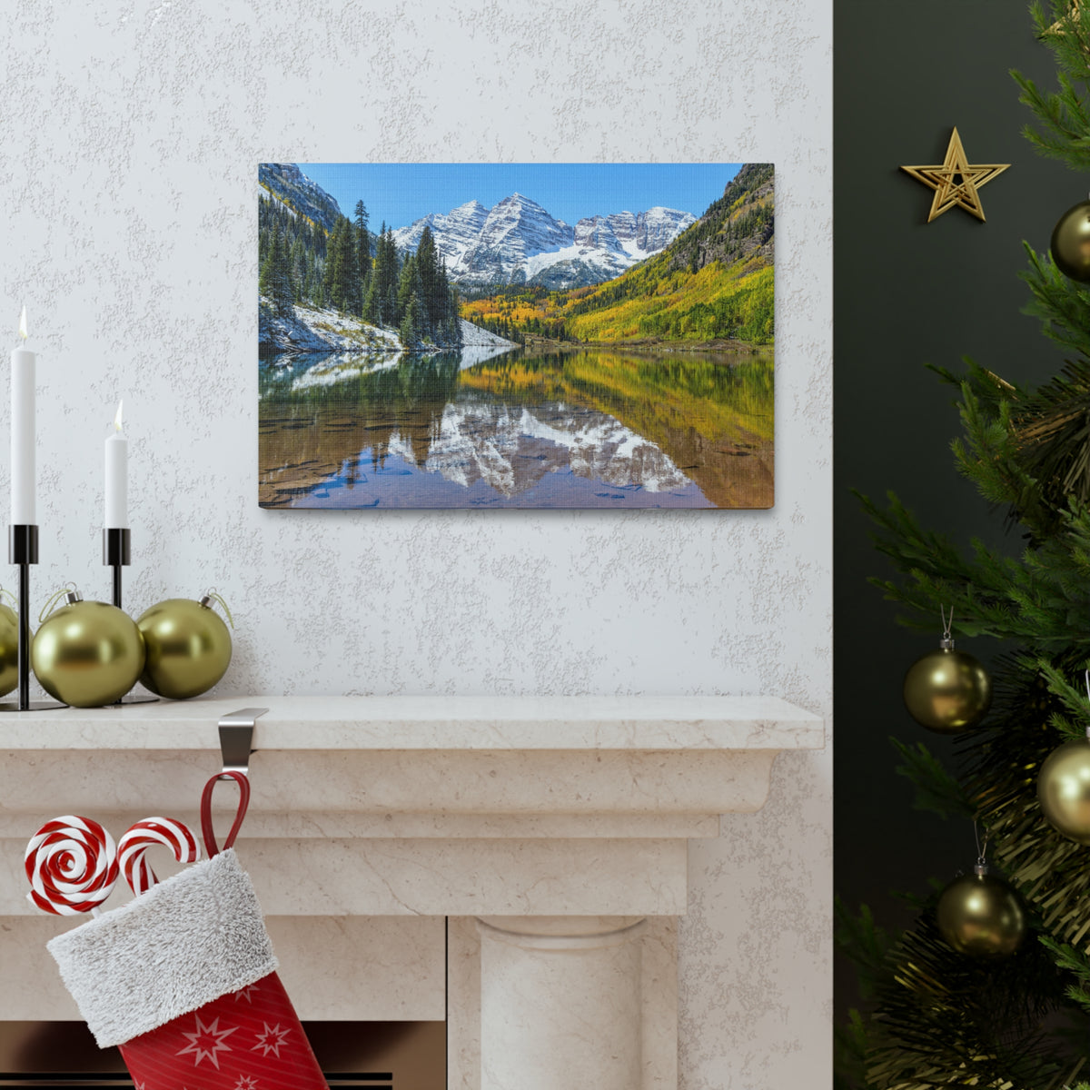 Forest Lake Mountains Nature Wilderness Photography Canvas Wall Art for Home Decor Ready-to-Hang-Express Your Love Gifts