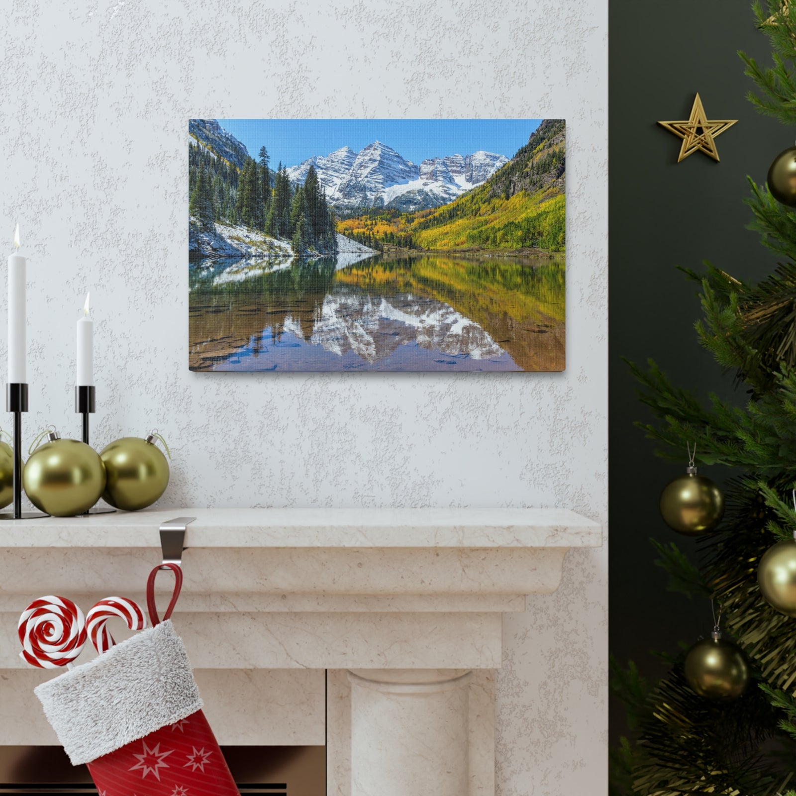 Forest Lake Mountains Nature Wilderness Photography Canvas Wall Art for Home Decor Ready-to-Hang-Express Your Love Gifts