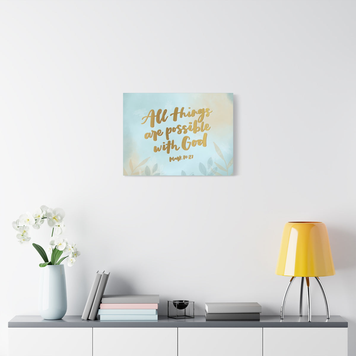 Scripture Canvas Possible With God Mark 10:27 Christian Wall Art Bible Verse Print Ready to Hang