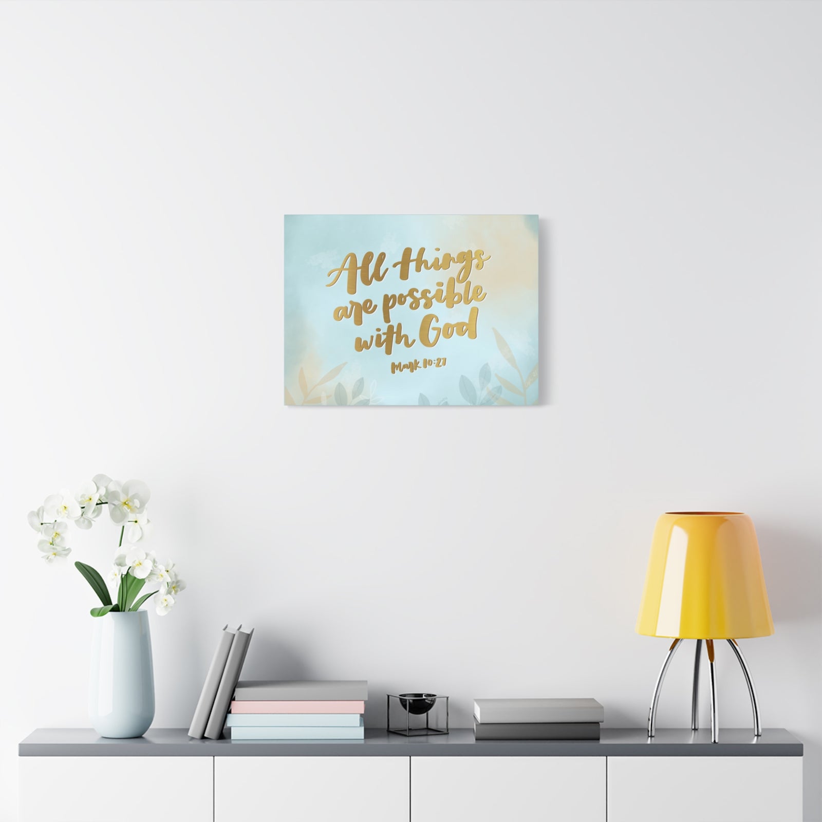 Scripture Canvas Possible With God Mark 10:27 Christian Wall Art Bible Verse Print Ready to Hang