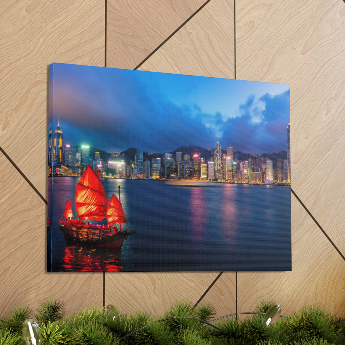 Hong Kong Night Skyline Canvas Artwork High-Quality Breathtaking Stunning Cityscape for Home Decor Ready to Hang-Express Your Love Gifts