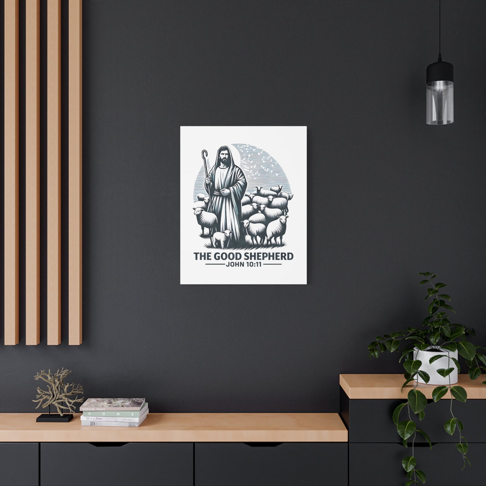 Scripture Walls John 10:11 The Good Shepherd Bible Verse Canvas Christian Wall Art Ready to Hang Unframed-Express Your Love Gifts