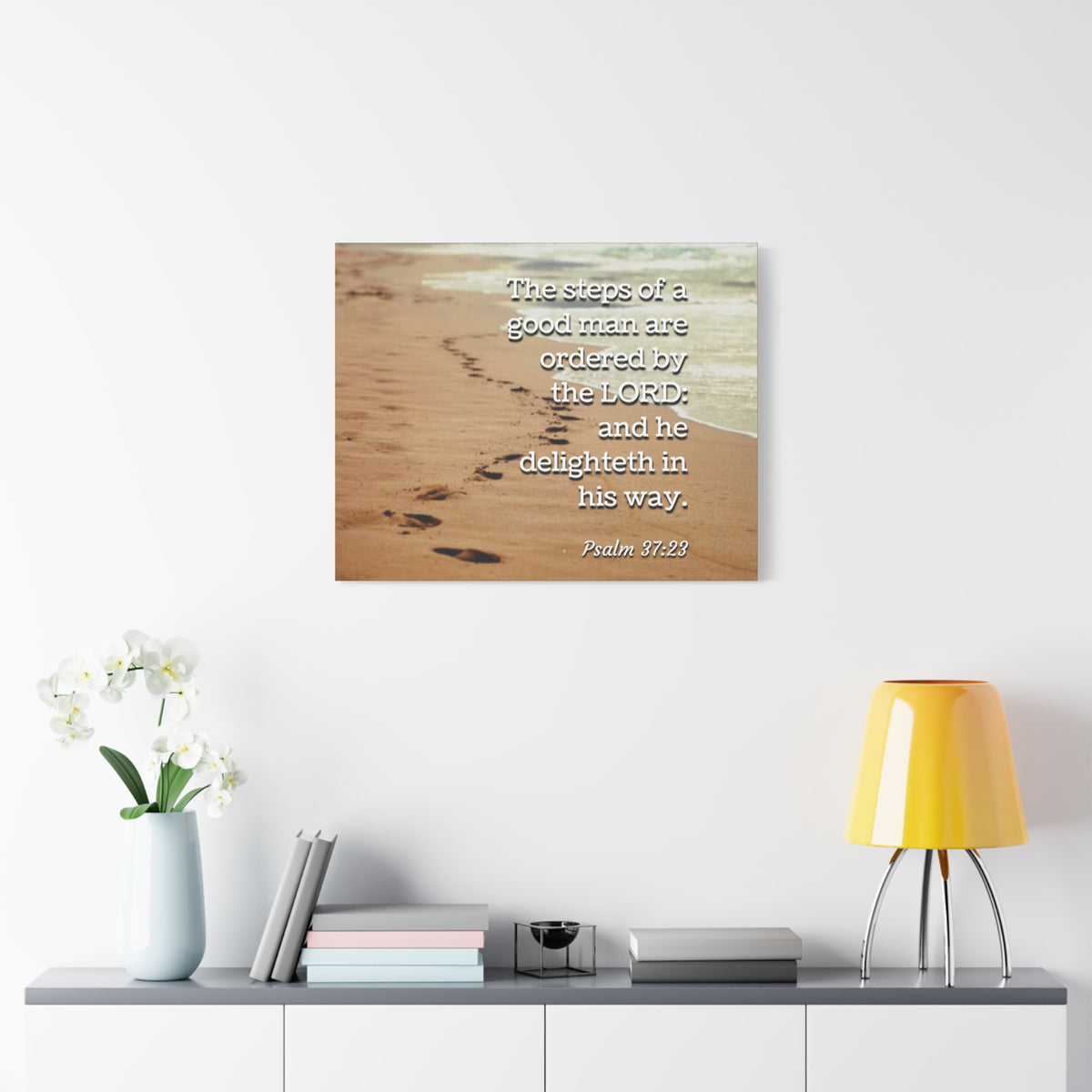Scripture Canvas The Steps Psalm 37:23 Christian Wall Art Bible Verse Print Ready to Hang-Express Your Love Gifts