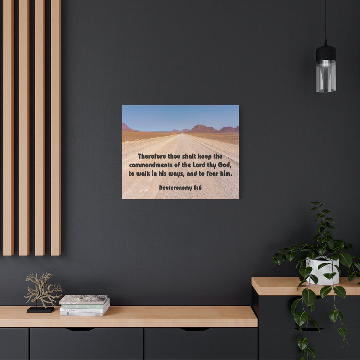 Bible Verse Canvas The Commandments of The Lord Thy God Deuteronomy 8:6 Christian Home Décor Wall Art Scripture Ready to Hang Faith Print-Express Your Love Gifts