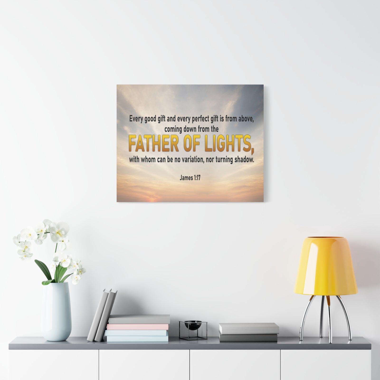 Bible Verse Canvas Father of Lights James 1:17 Scripture Wall Art Christian Home Decor-Express Your Love Gifts