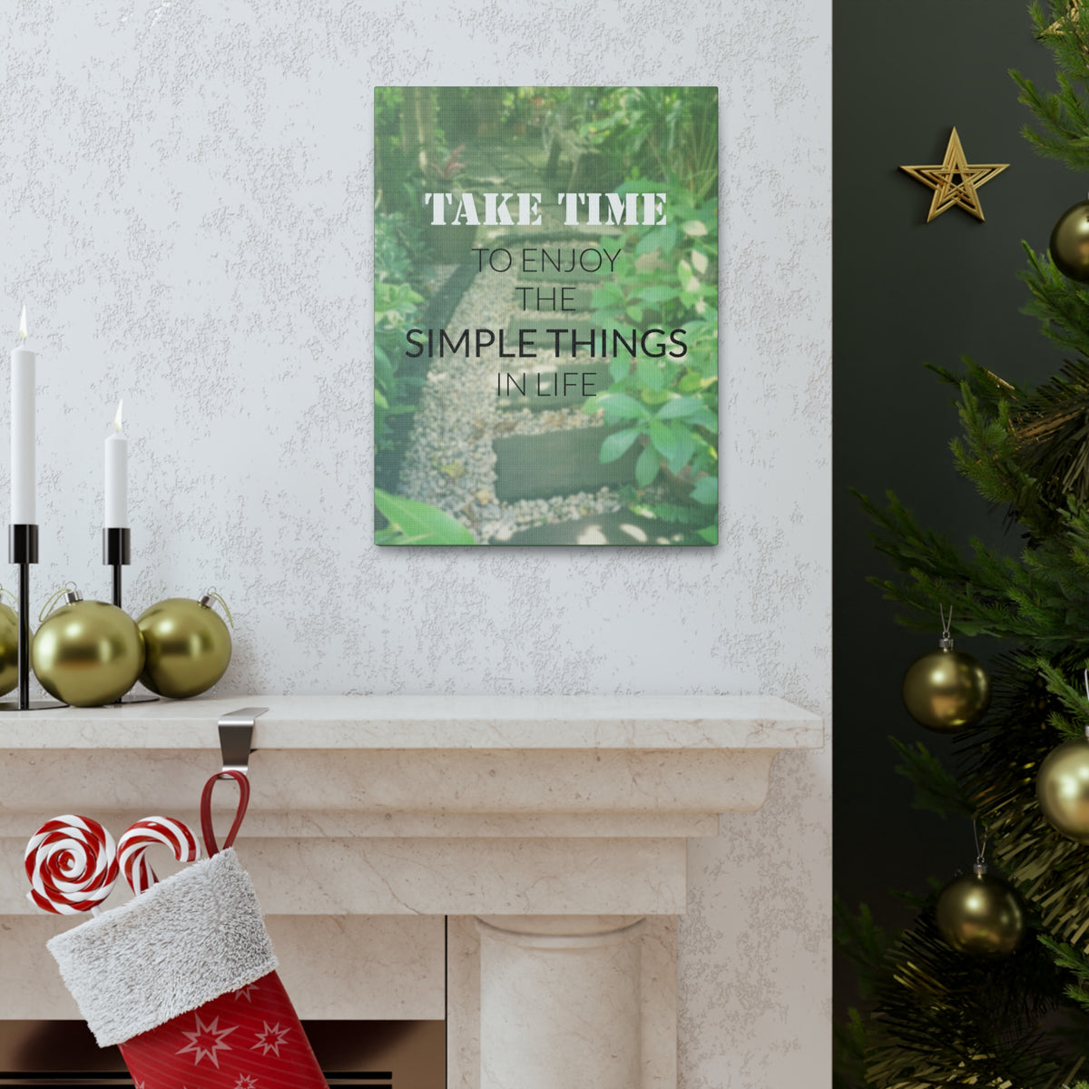 Inspirational Quote Canvas Take Time To Enjoy Motivational Print Ready to Hang Artwork-Express Your Love Gifts