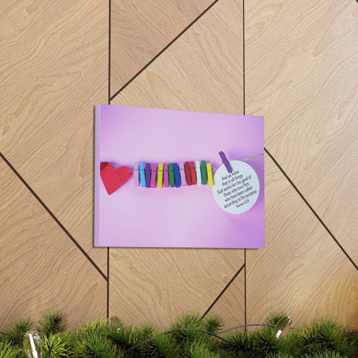 Scripture Walls His Purpose Romans 8:28 Bible Verse Canvas Christian Wall Art Ready to Hang-Express Your Love Gifts