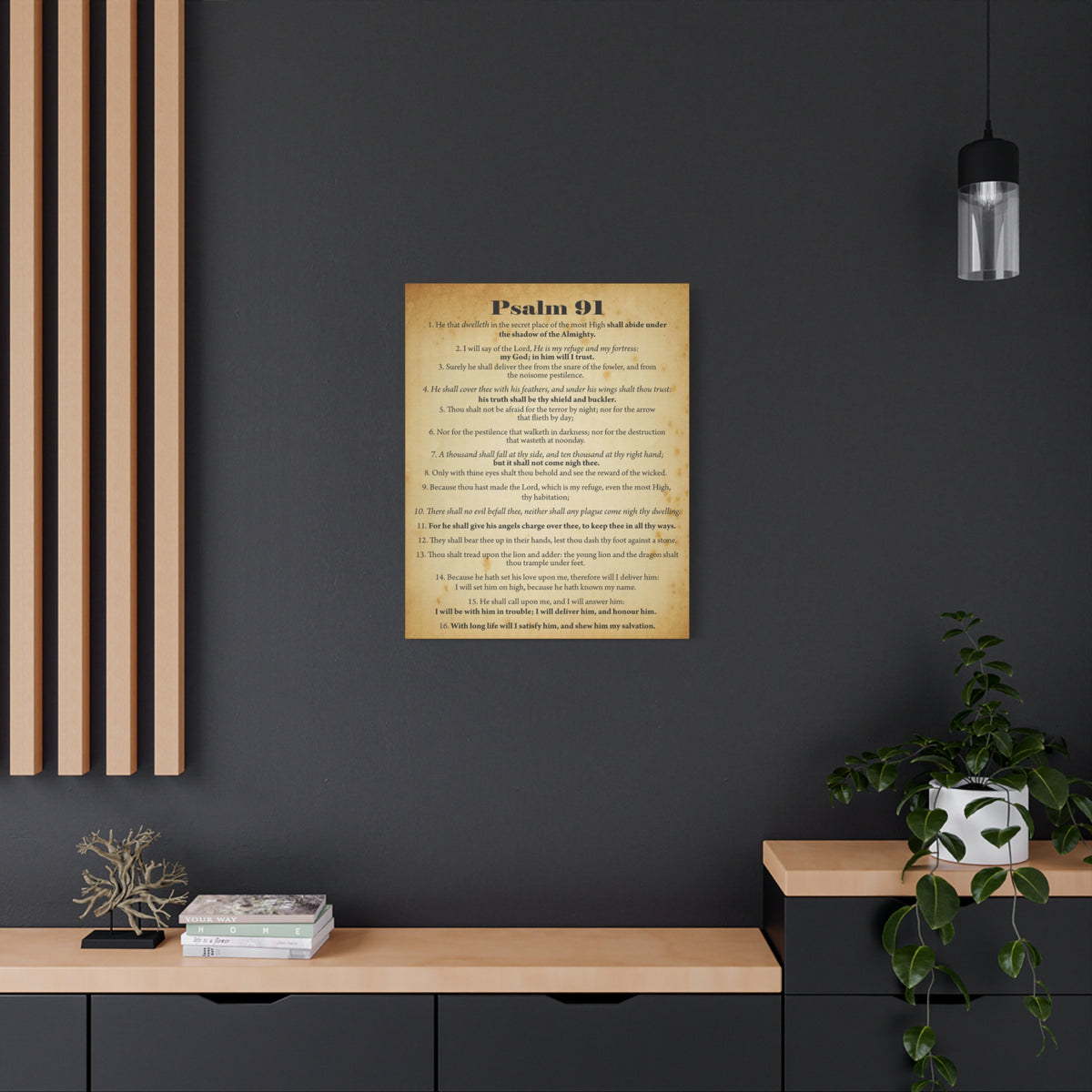 Scripture Canvas Safe In God's Hands Psalm 91 Christian Wall Art Bible Verse Print Ready to Hang-Express Your Love Gifts