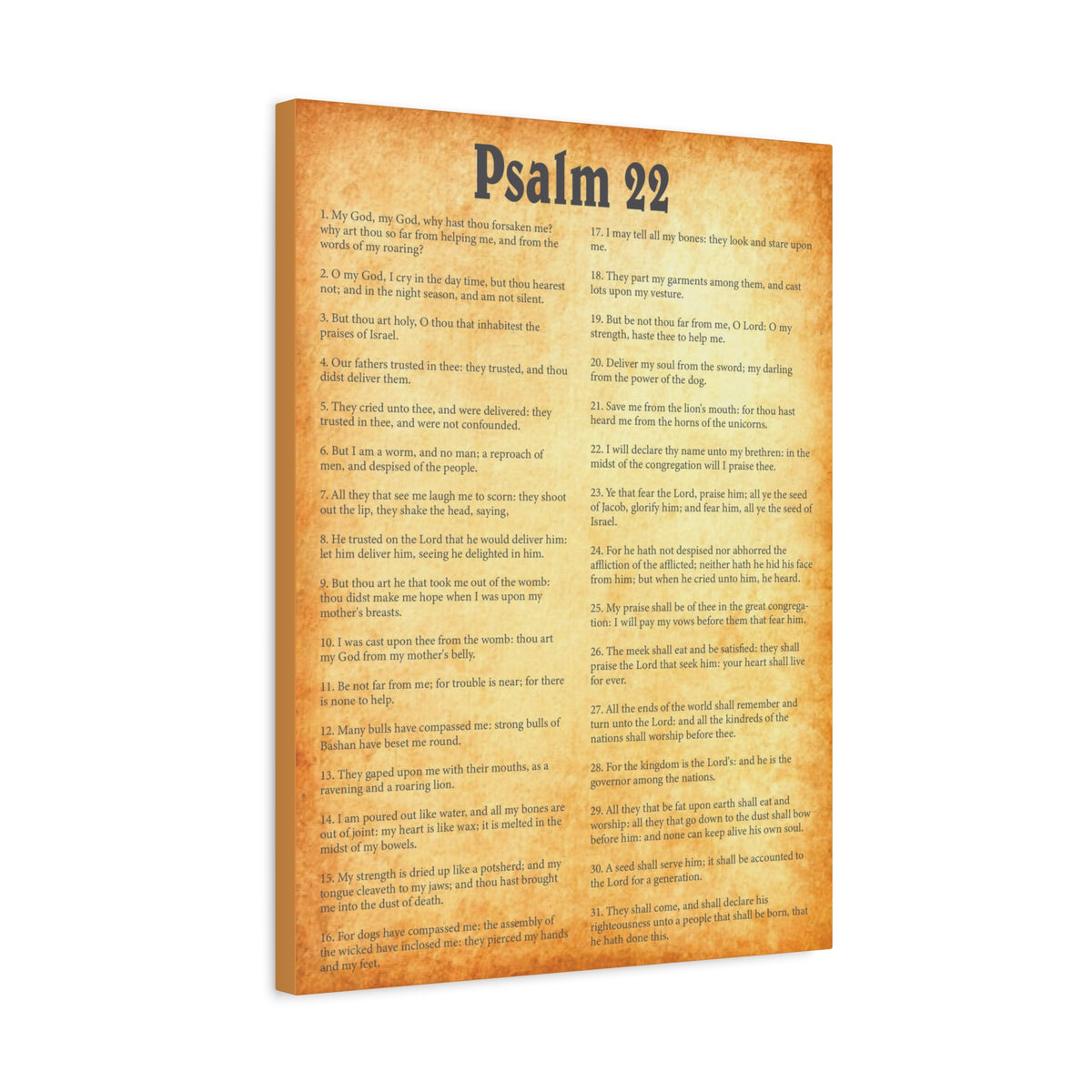 Scripture Walls Psalm 22 Gold Bible Chapter Canvas Christian Wall Art Ready to Hang-Express Your Love Gifts