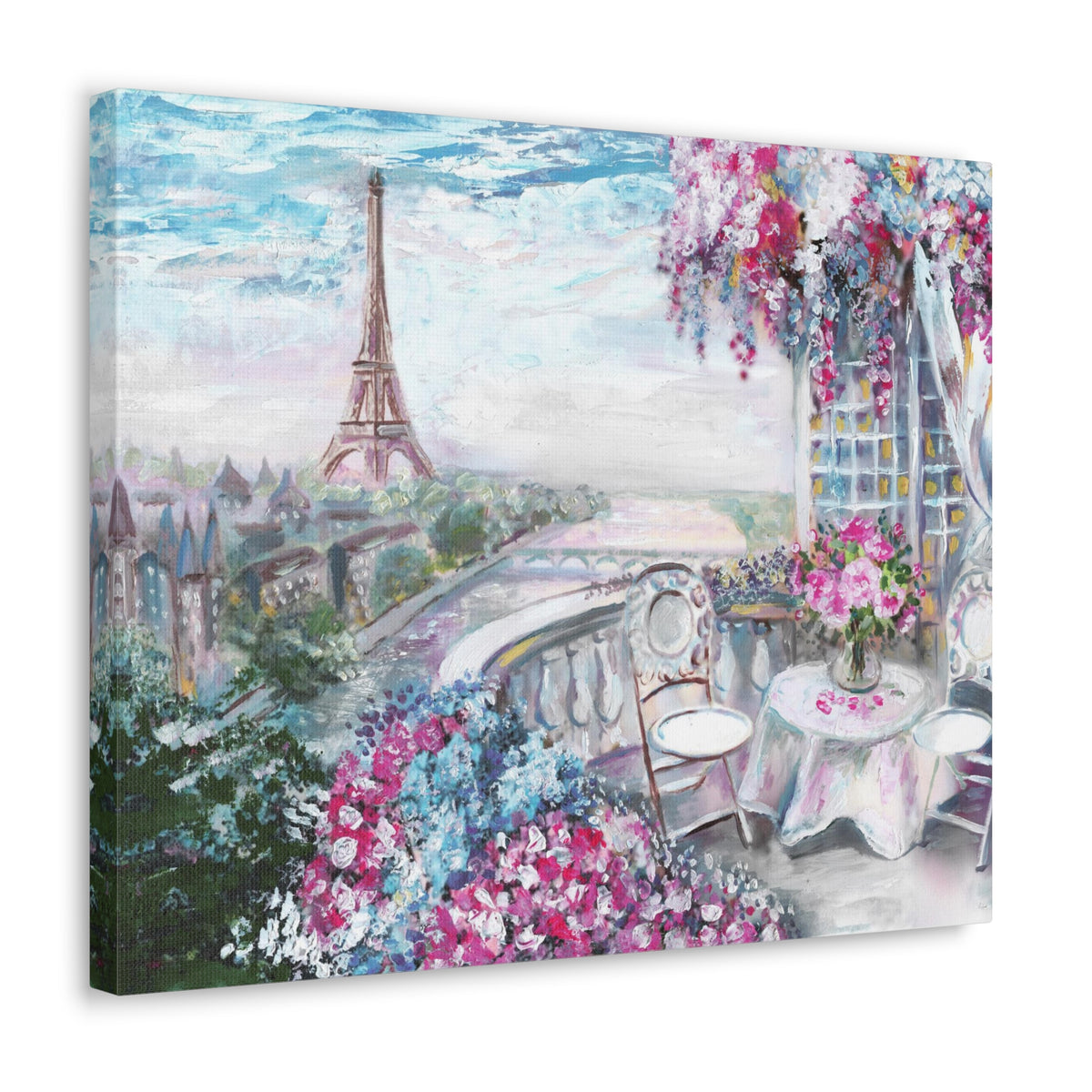 Paris Pink Eiffel Tower France Canvas Artwork High-Quality Breathtaking French City for Home Decor Ready to Hang-Express Your Love Gifts