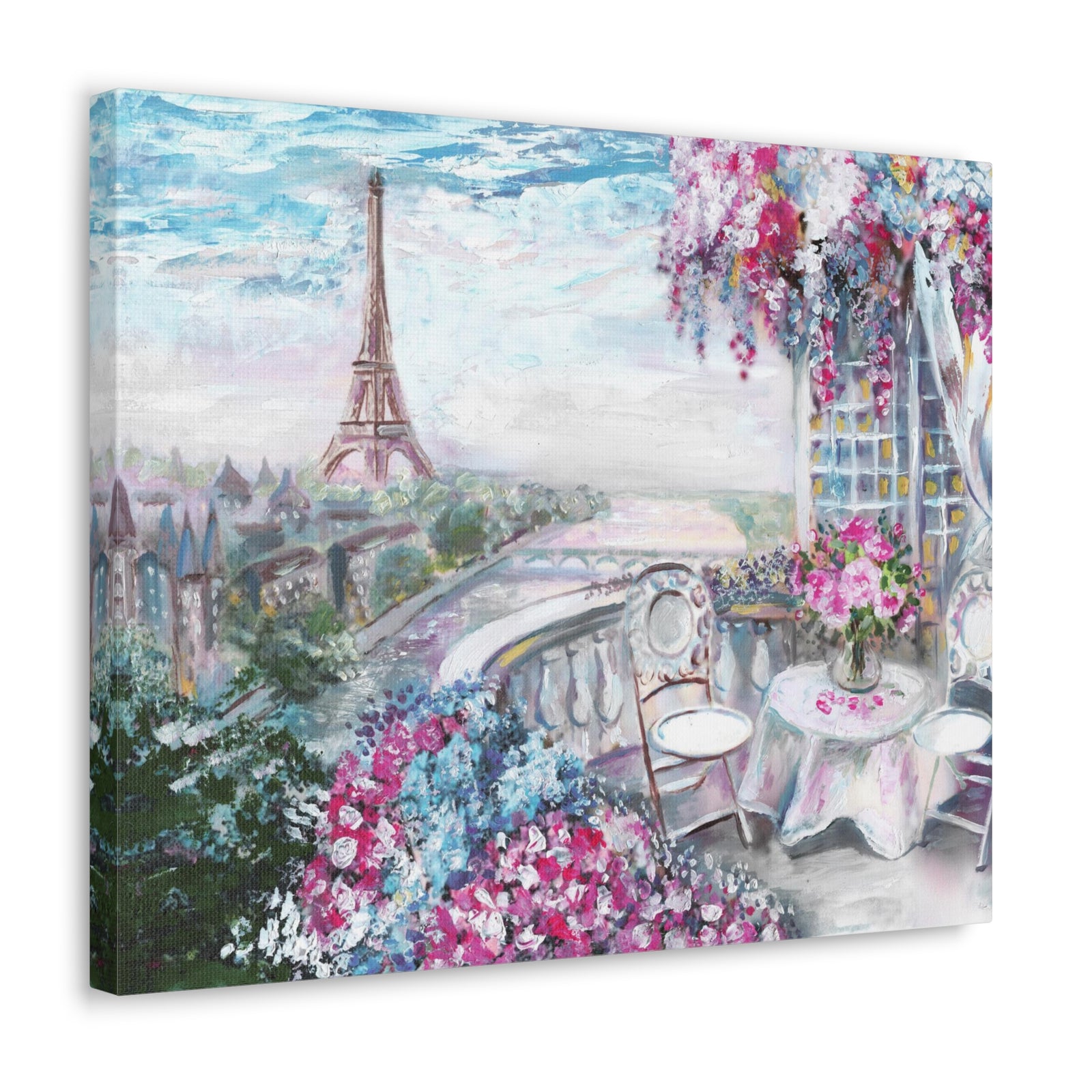 Paris Pink Eiffel Tower France Canvas Artwork High-Quality Breathtaking French City for Home Decor Ready to Hang-Express Your Love Gifts