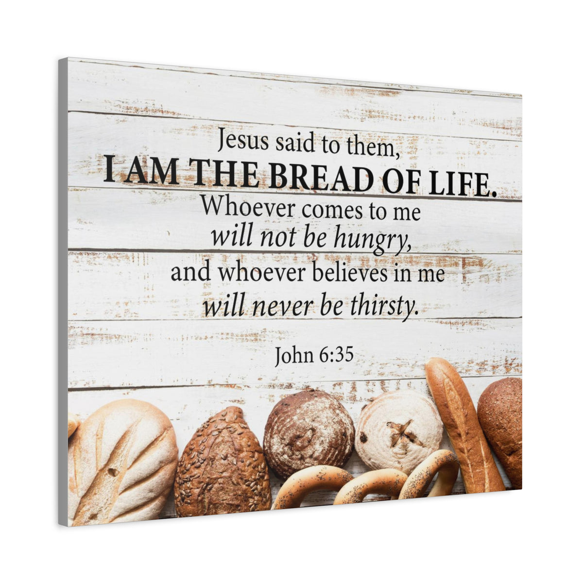 Bible Verse Canvas Bread of Life John 6:35 Scripture Wall Art Christian Home Decor-Express Your Love Gifts