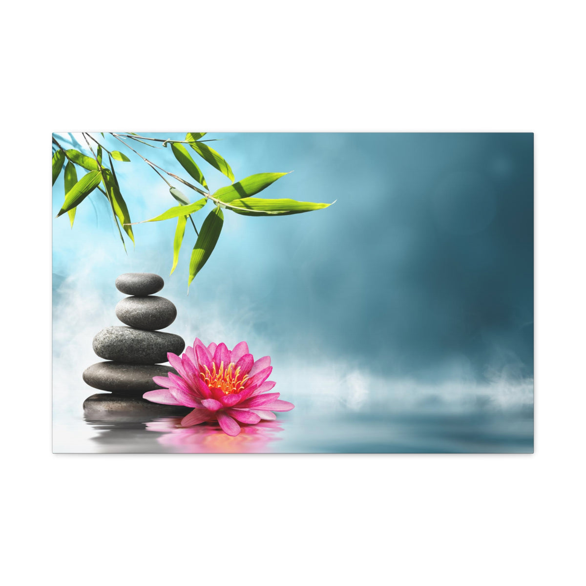 Waterlily with Stones Forest Floral Nature Photography Canvas Wall Art for Home Decor Ready-to-Hang-Express Your Love Gifts