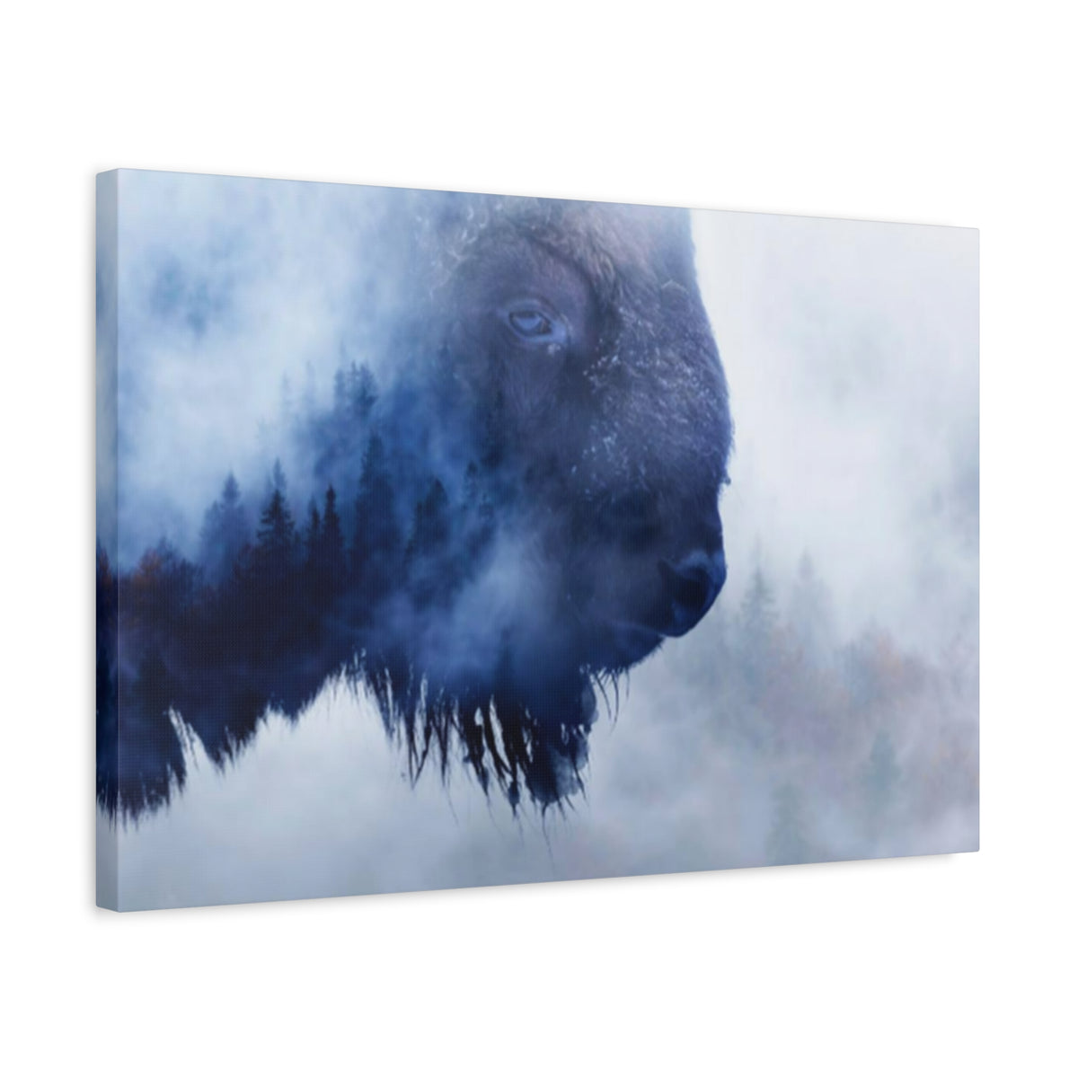 Wild Bison And A Pine Forest Buffalo Art Canvas Wall Art for Home Decor Ready-to-Hang-Express Your Love Gifts