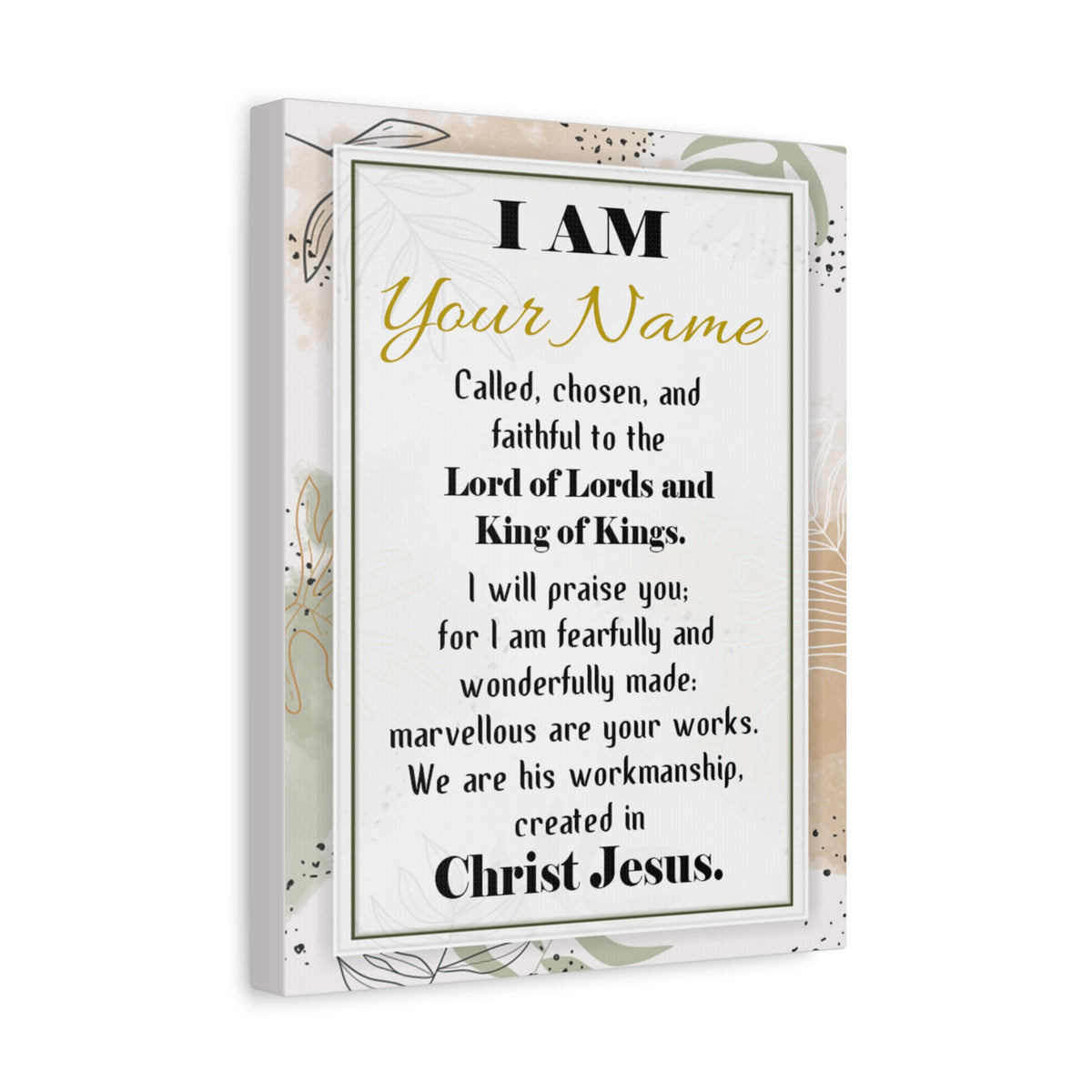 Personalized Called Chosen in Christ's Workmanship Bible Chapter Canvas Christian Wall Art Ready to Hang-Express Your Love Gifts