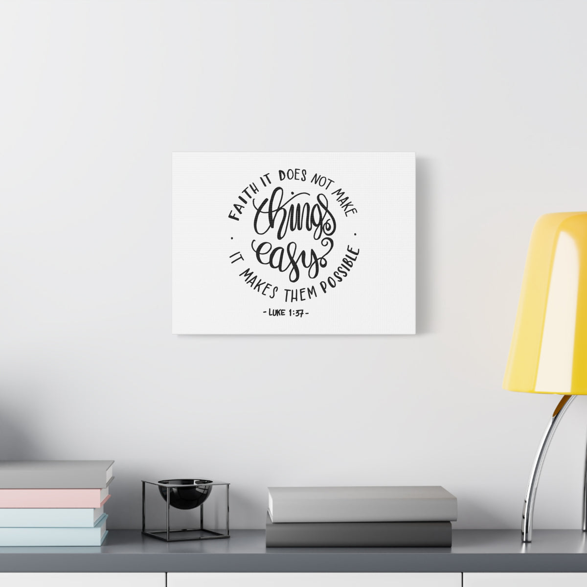Scripture Canvas Things Easy Luke 1:37 Christian Wall Art Bible Verse Print Ready to Hang