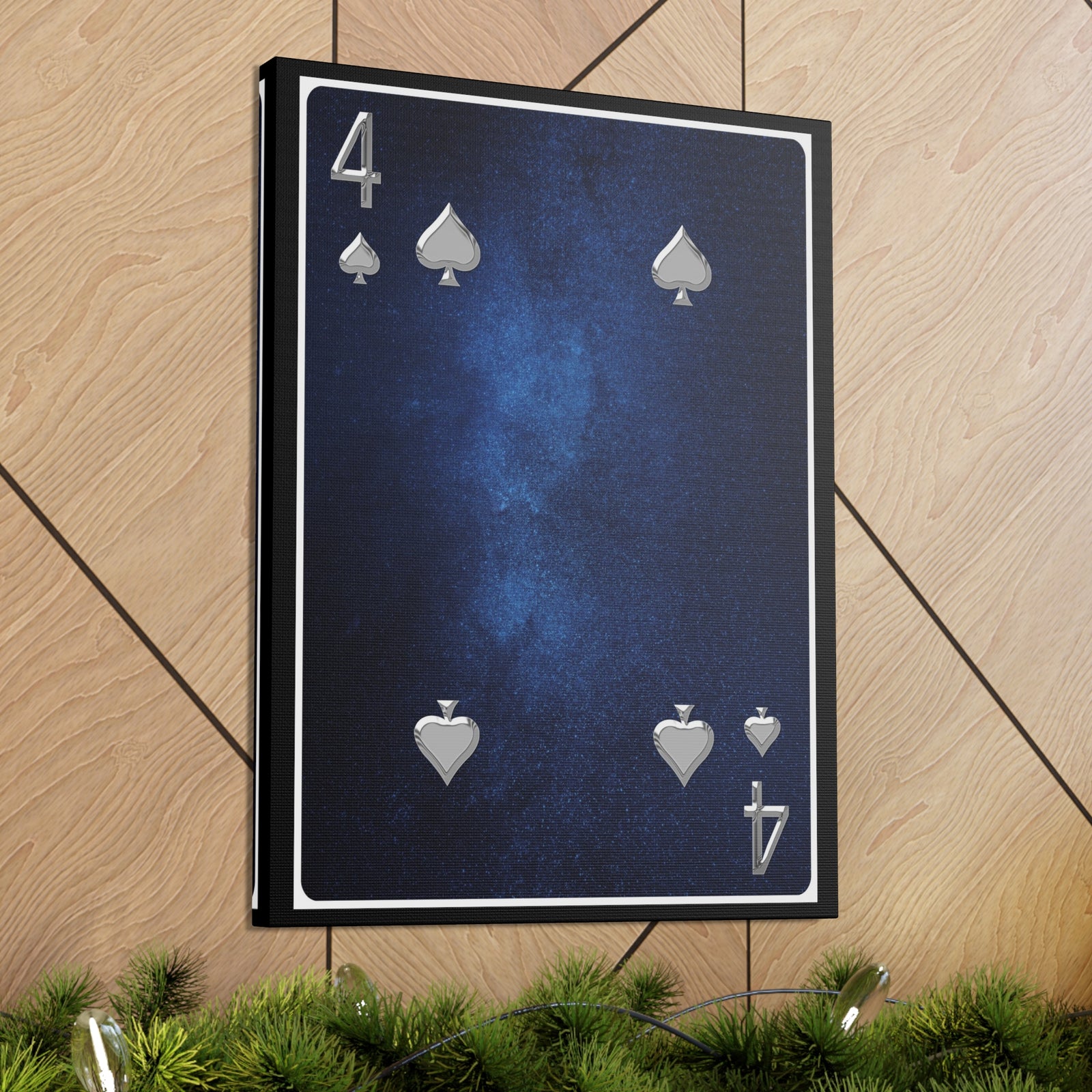 Four Of Spades Space Background Playing Card Canvas Wall Art for Home Decor Ready-to-Hang-Express Your Love Gifts