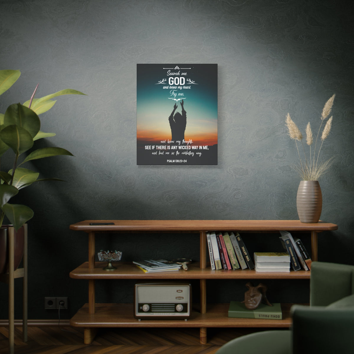 Scripture Canvas The Everlasting Way Psalm 139:23‭-‬24 Christian Wall Art Bible Verse Print Ready to Hang-Express Your Love Gifts