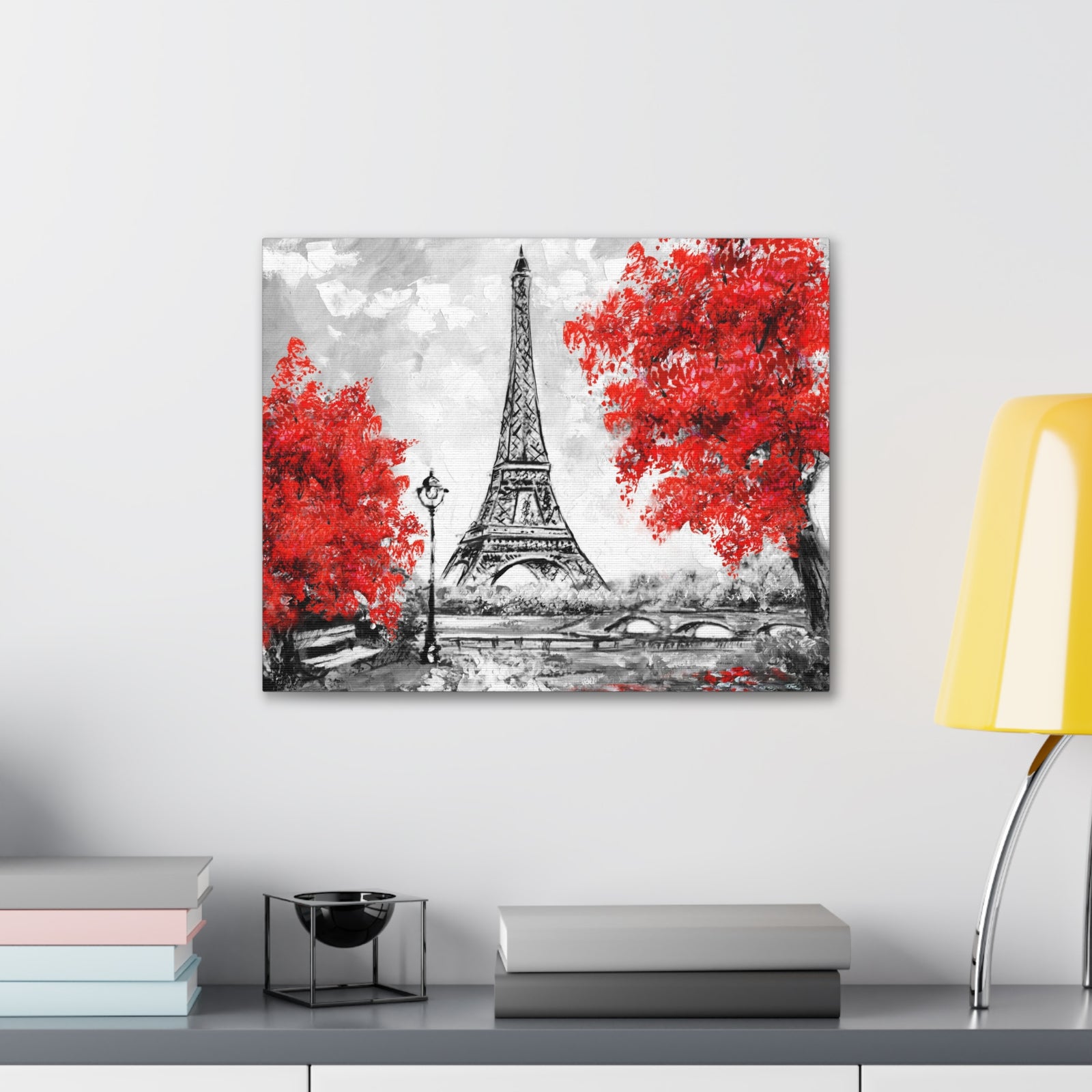 Paris Red Tree Eiffel Tower France Canvas Artwork High-Quality Breathtaking French City for Home Decor Ready to Hang-Express Your Love Gifts