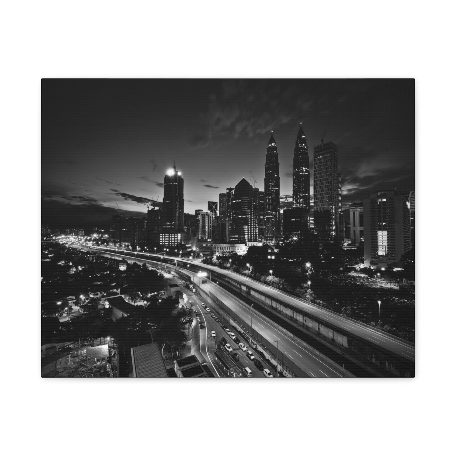 Kuala Lumpur Black And White Skyline Canvas Artwork High-Quality Breathtaking Stunning Cityscape for Home Decor Ready to Hang-Express Your Love Gifts